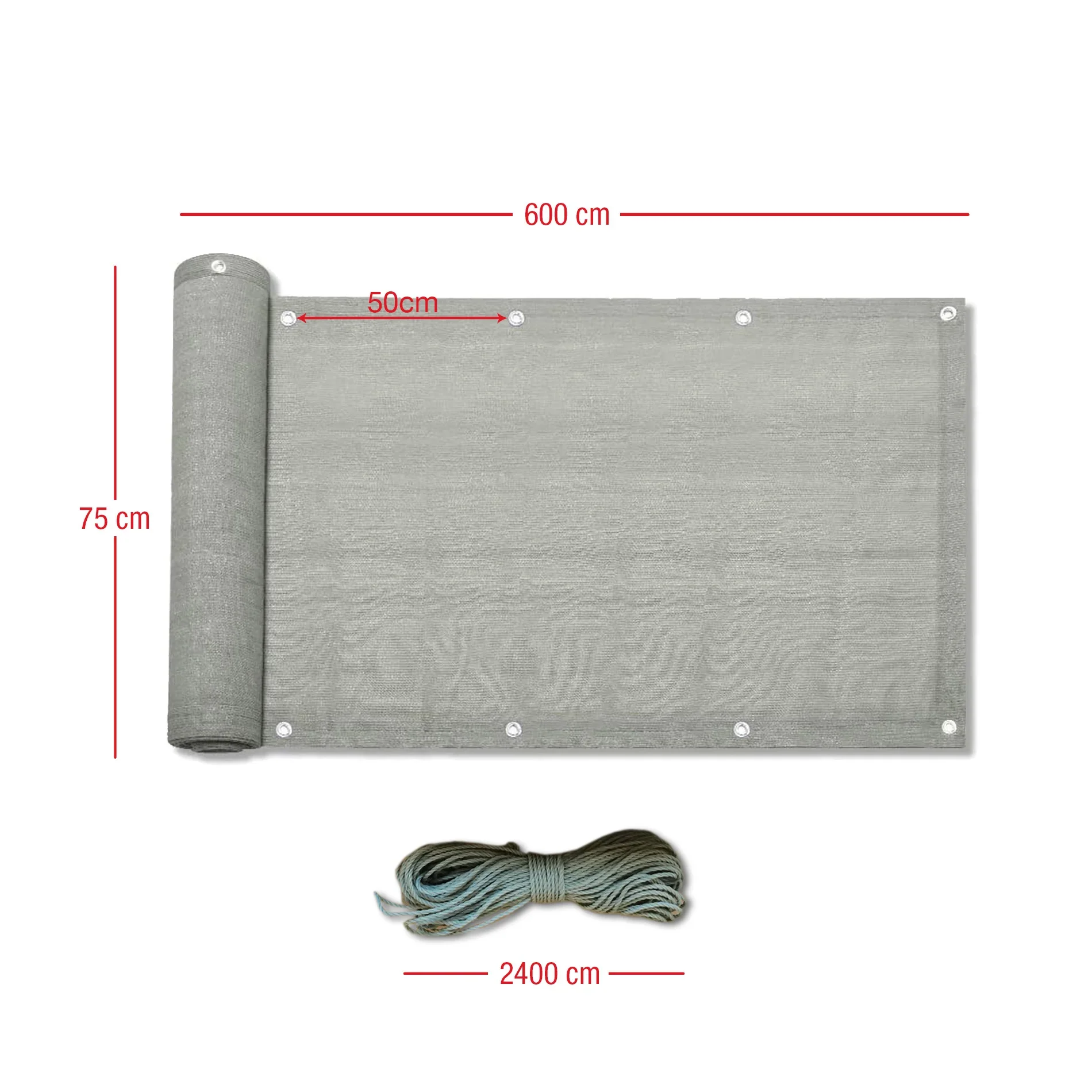 Abelia - Copertura per balcone in polietilene grigio 75x600 cm - Image 6