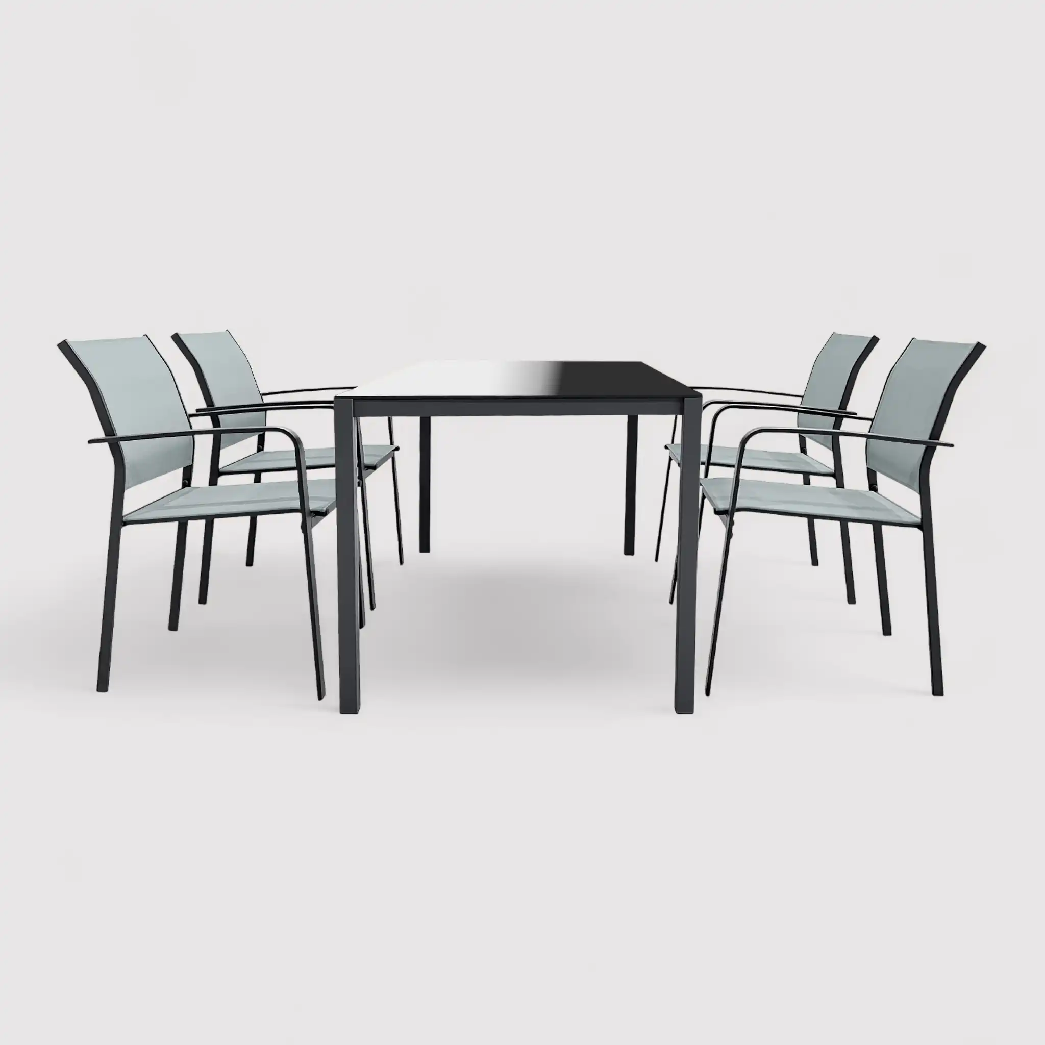 Akpala - Set da giardino con tavolo e 4 sedie grigio chiaro - Image 6