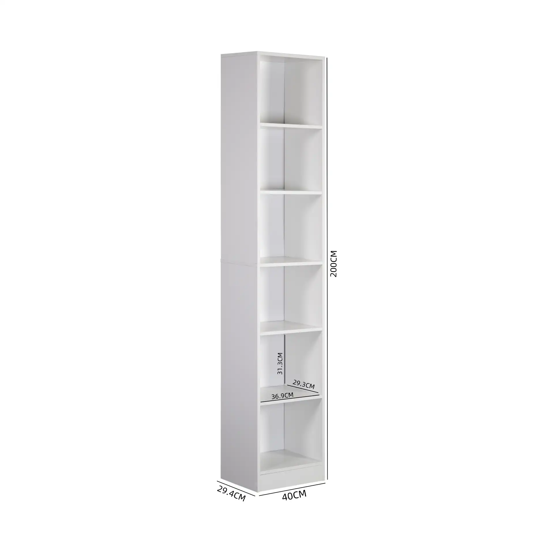 Akras - Libreria alta e stretta bianca con 10 ripiani - Image 5