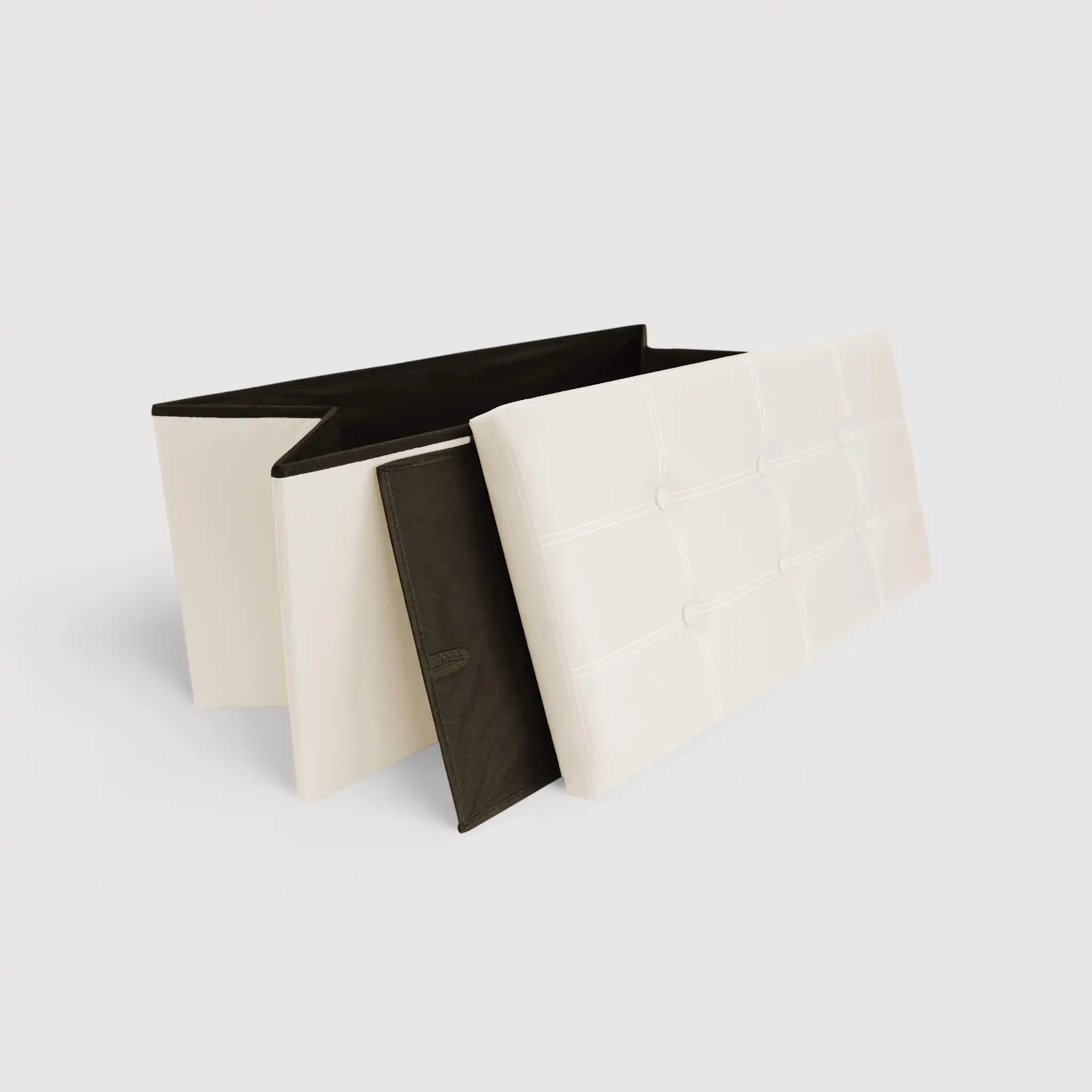 Alisso - Pouf portaoggetti beige imbottito da salotto - Image 4