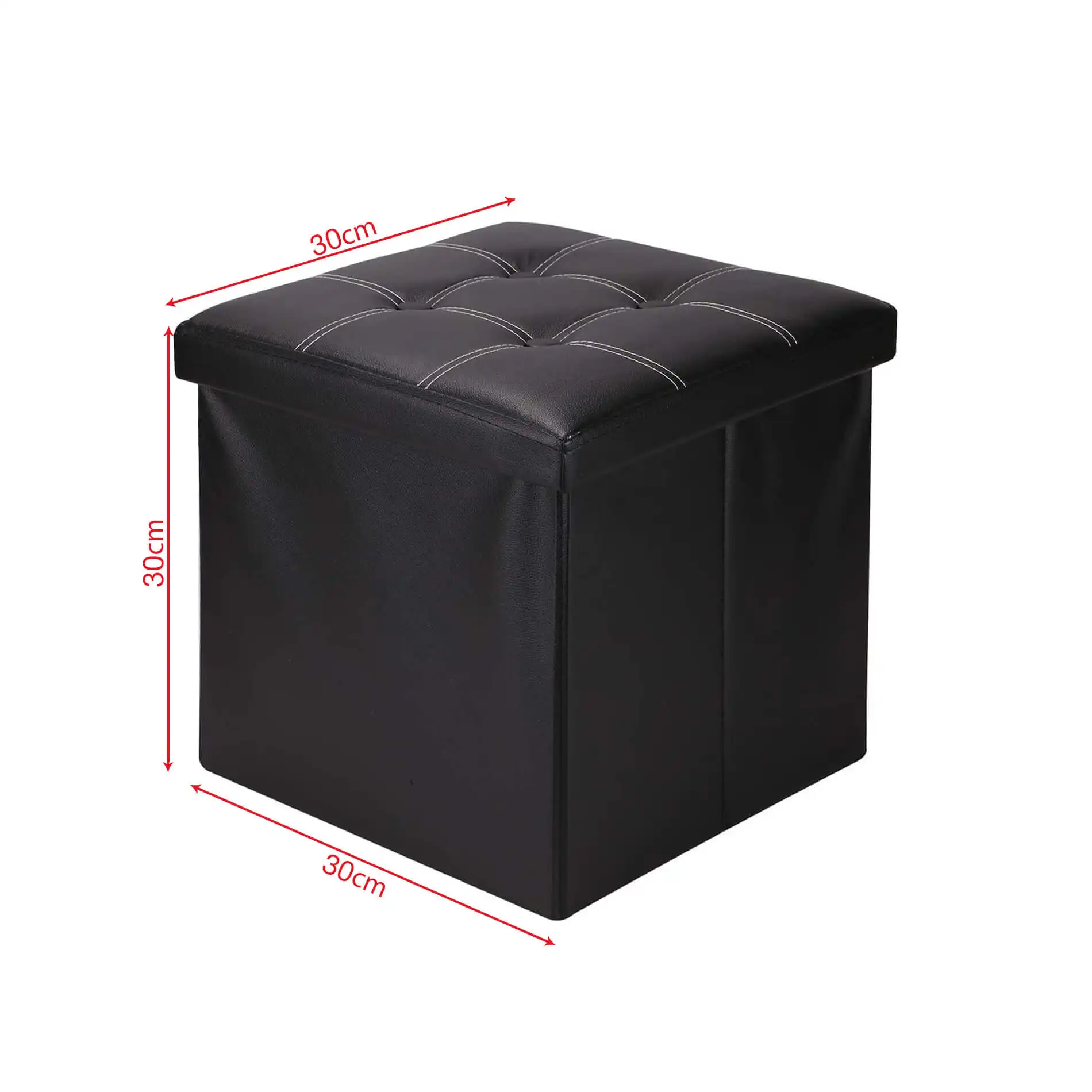 Angelica - Pouf a cubo portaoggetti nero in ecopelle - Image 5