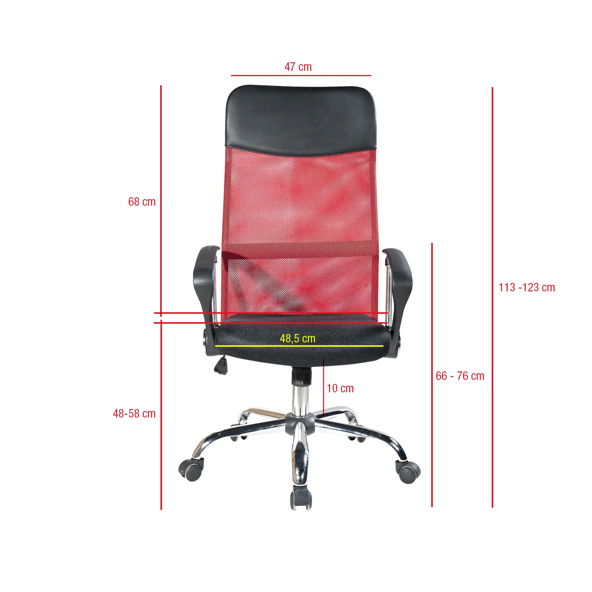 Armeria - Sedia da ufficio rossa con schienale retato e traspirante - Image 6
