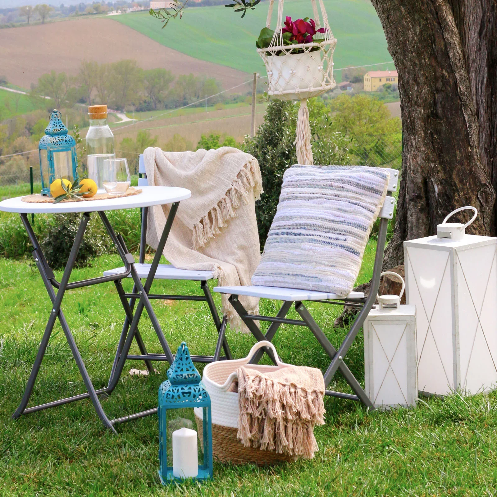 Armud - Cuscino quadrato con fantasia a righe beige e blu - Image 3