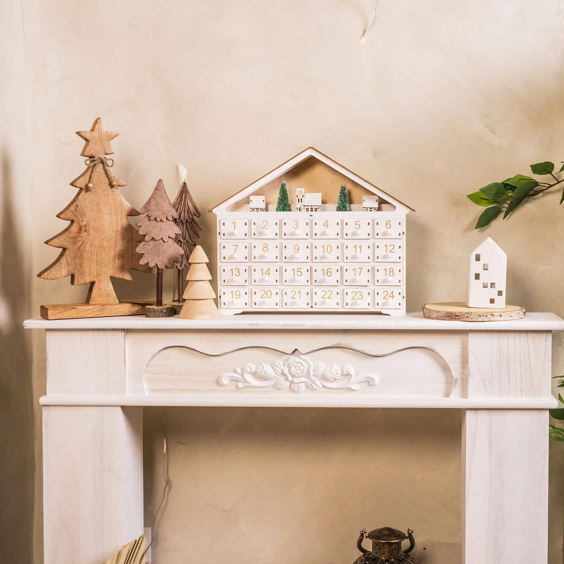 Asperula - Finto camino shabby chic bianco per salotto - Image 3
