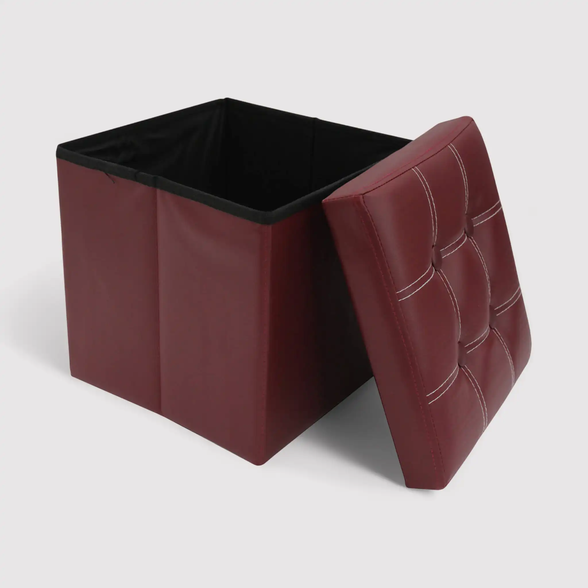 Aster - Pouf ottomano bordeaux per salotto o camera - Image 4