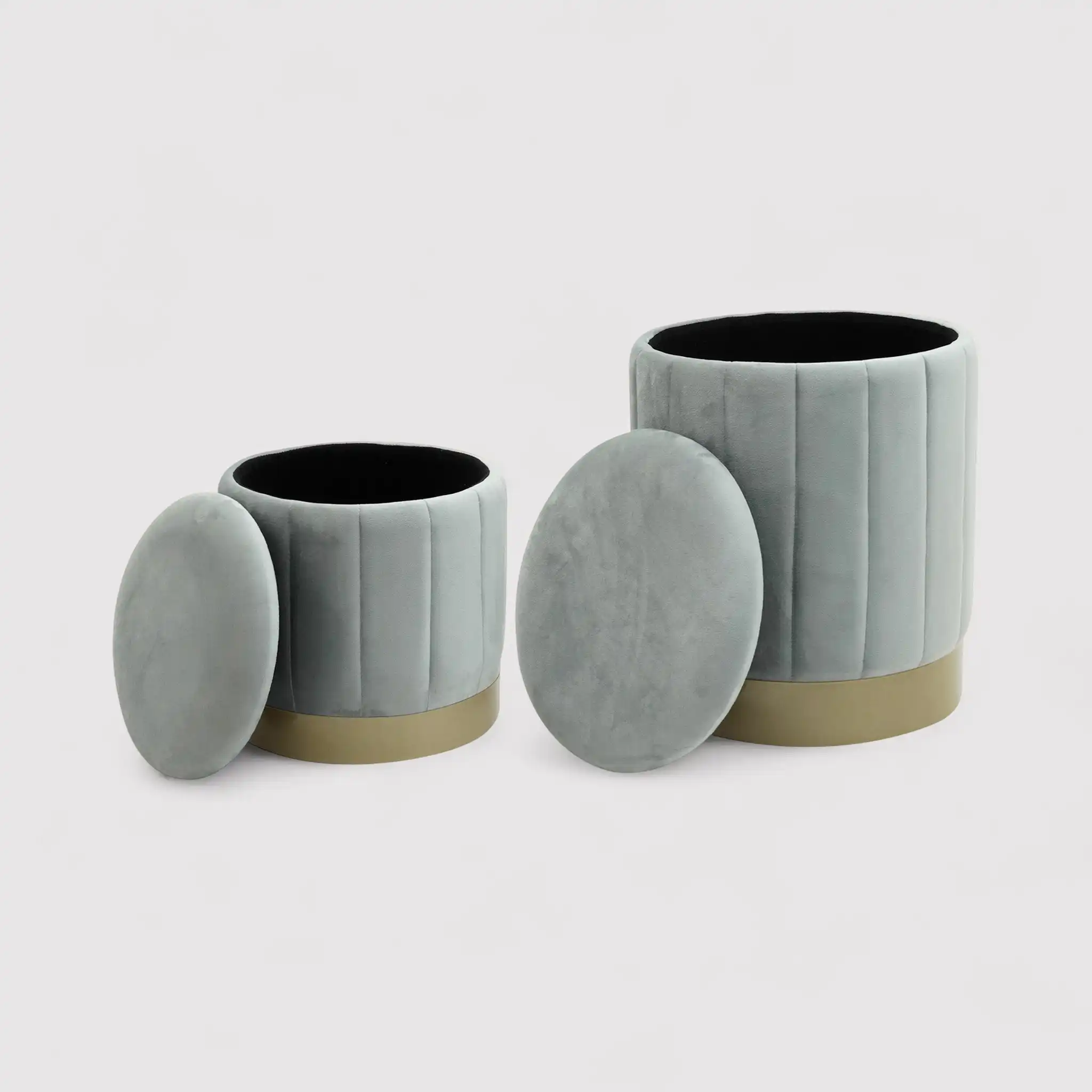Avelos - Set di 2 pouf grigi con vano contenitore - Image 4