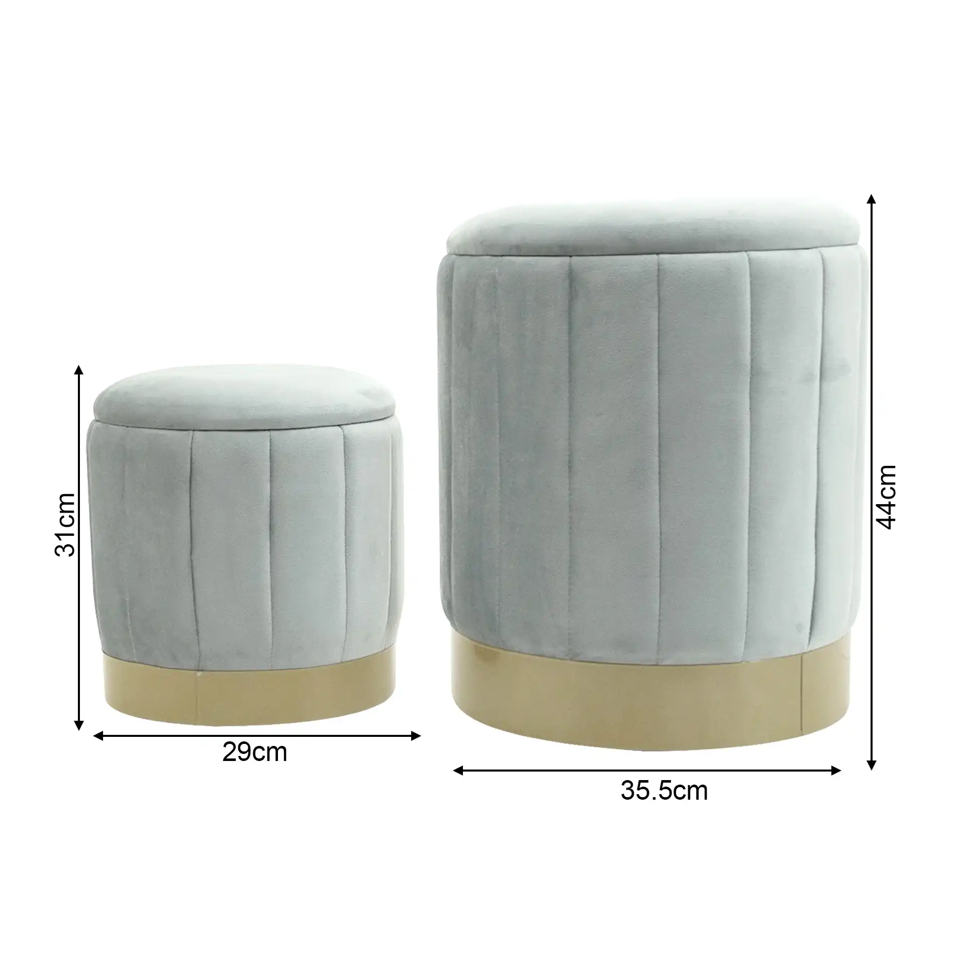 Avelos - Set di 2 pouf grigi con vano contenitore - Image 8