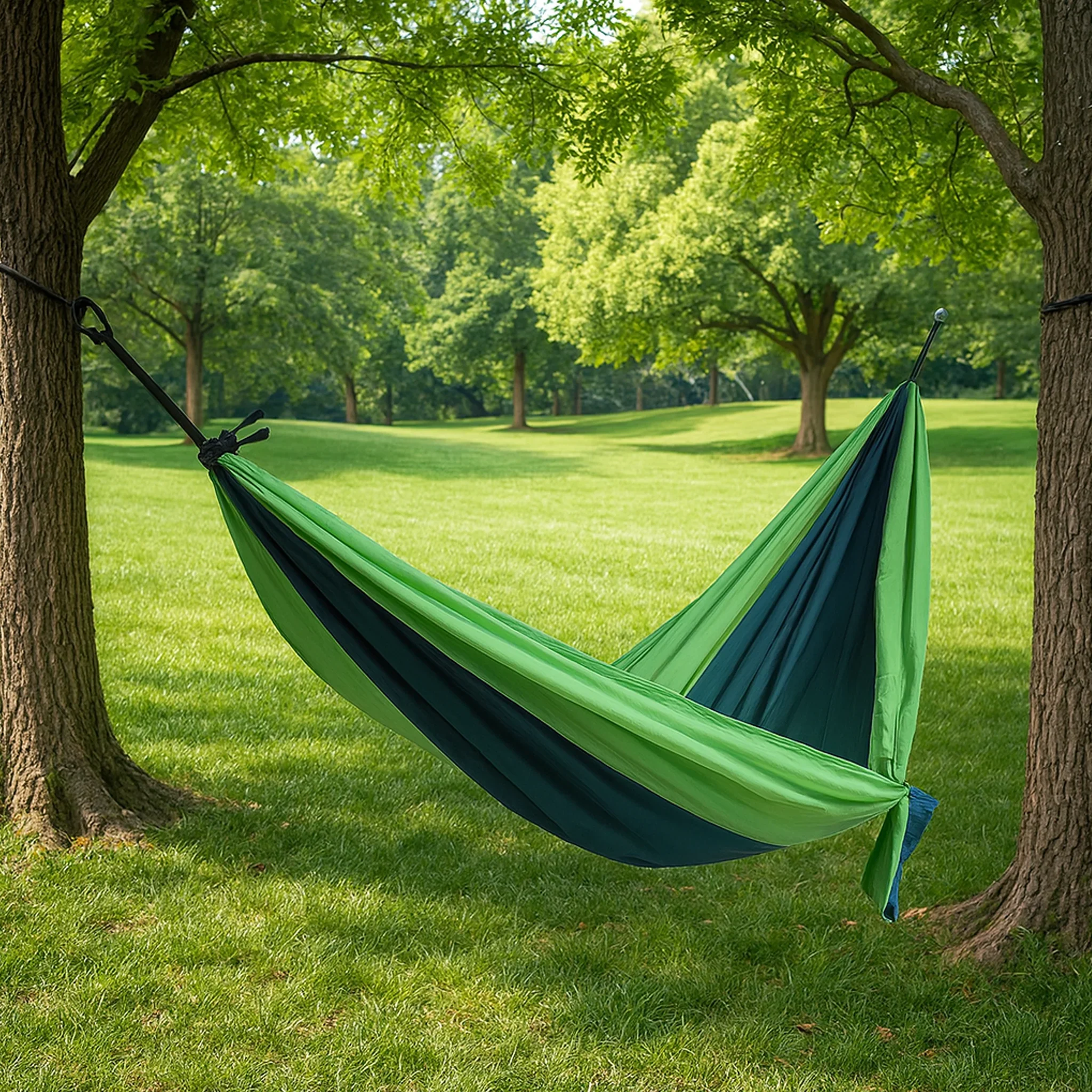 Bazra - Amaca verde da campeggio o giardino con sacca - Image 2