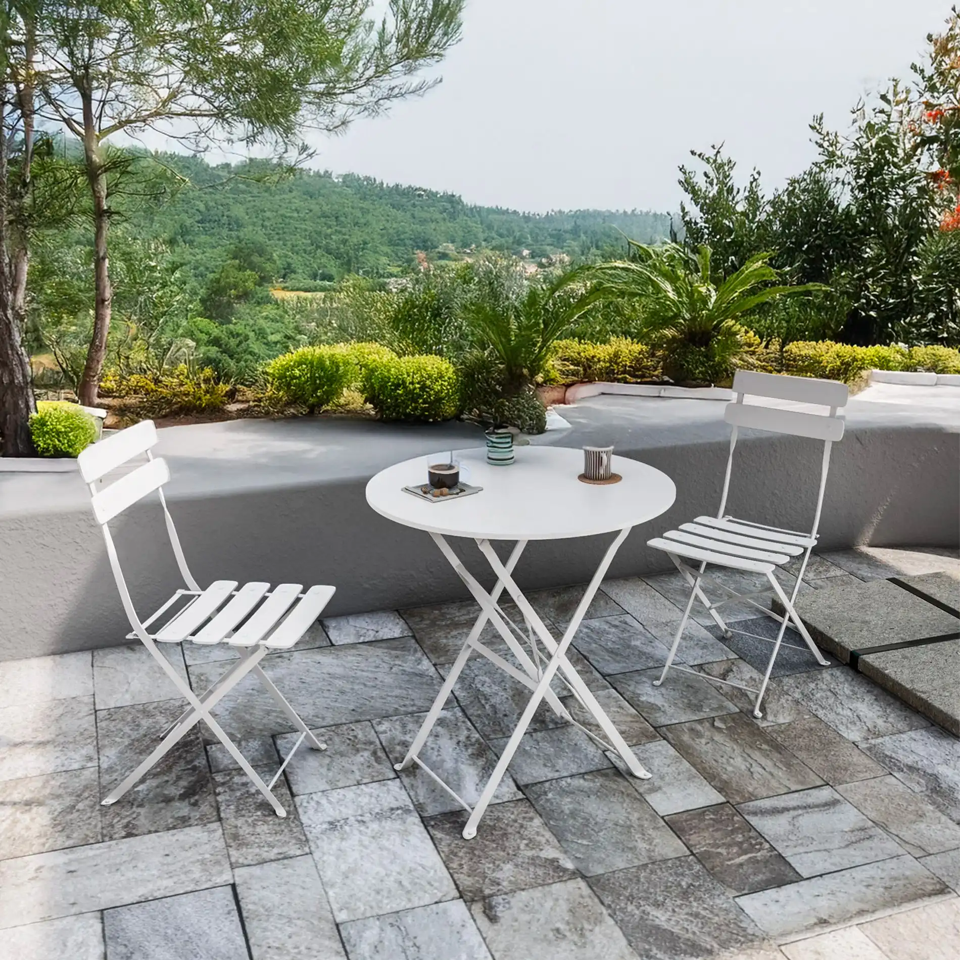 Berenj - Set bistrot bianco per balcone con tavolino e 2 sedie - Image 2