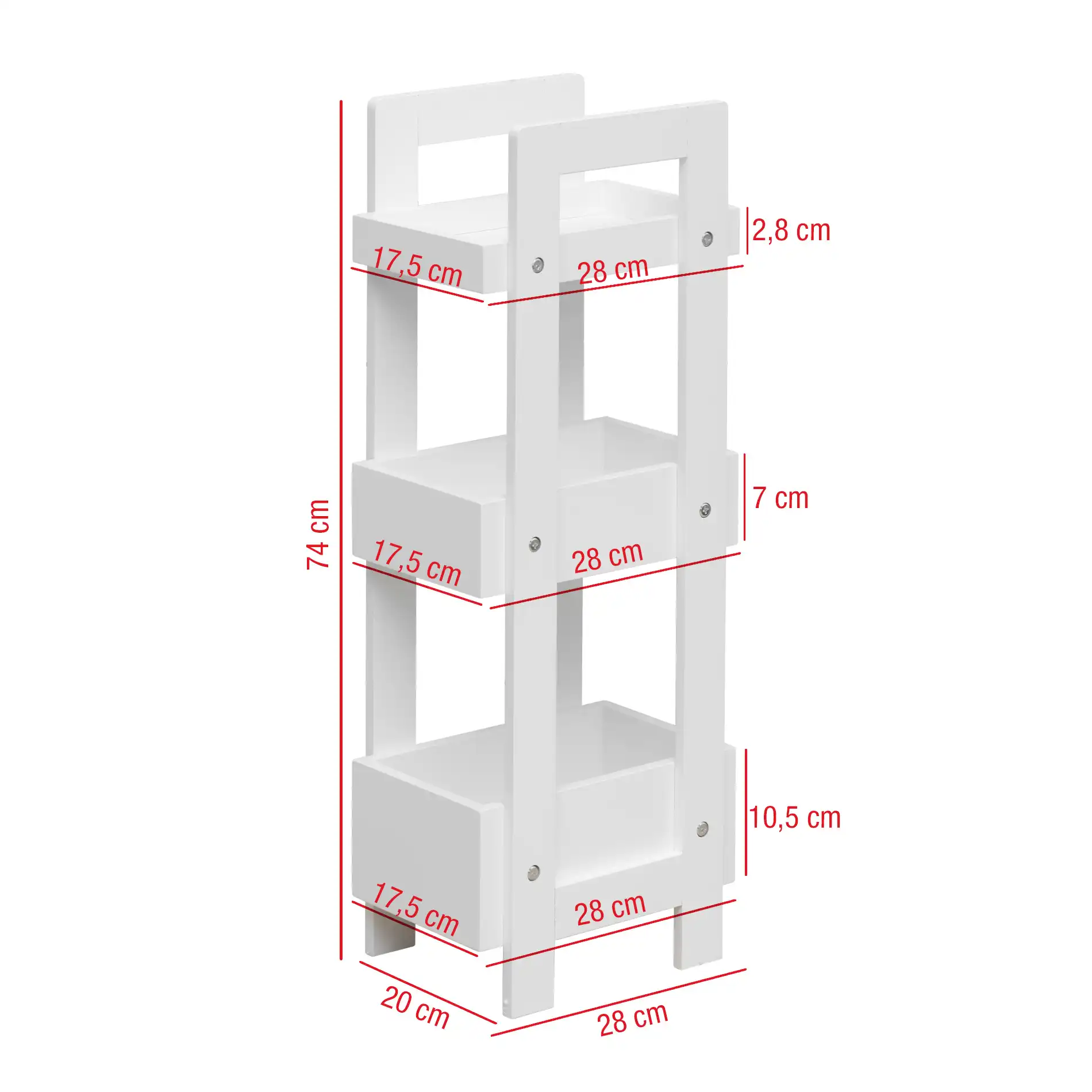 Bignonia - Piccolo scaffale bianco multiuso con 3 ripiani - Image 6