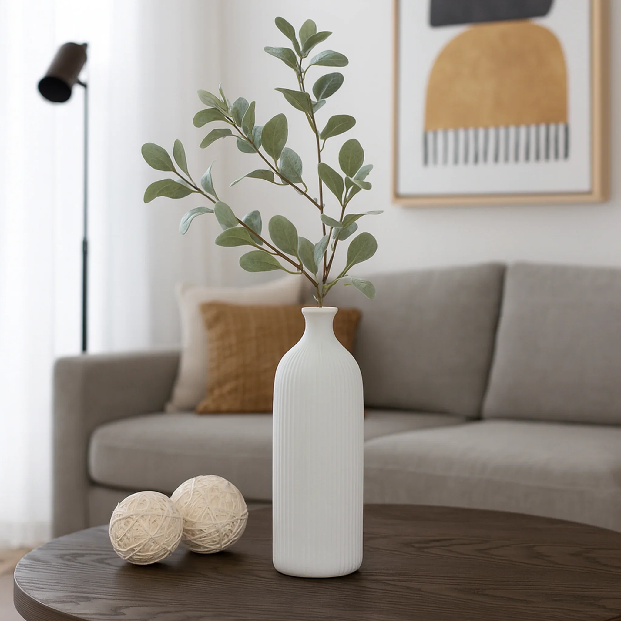 Bilinga - Vaso decorativo alto e stretto in gres bianco - Image 2