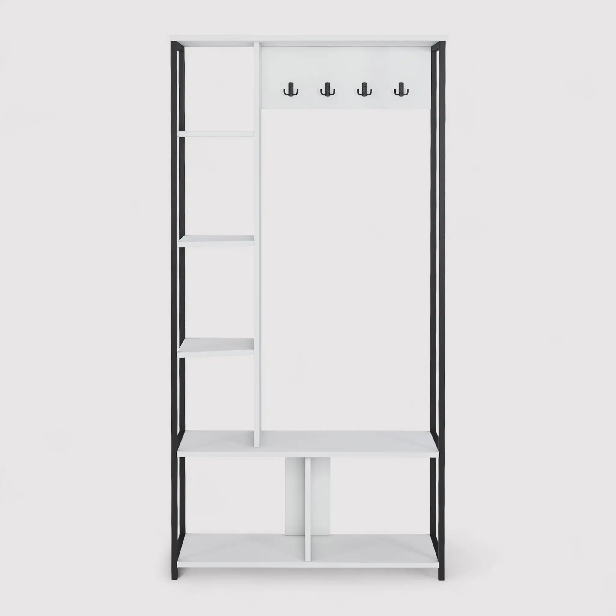 Caigua - Mobile appendiabiti da ingresso bianco con 5 ripiani - Image 4