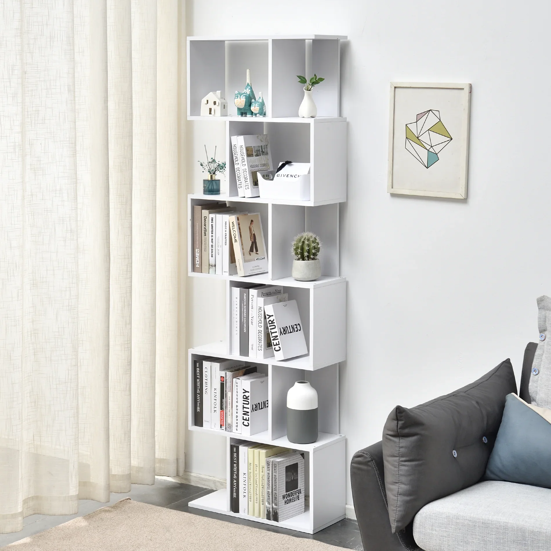 Campanula - Scaffale libreria bianco con 6 ripiani - Image 2