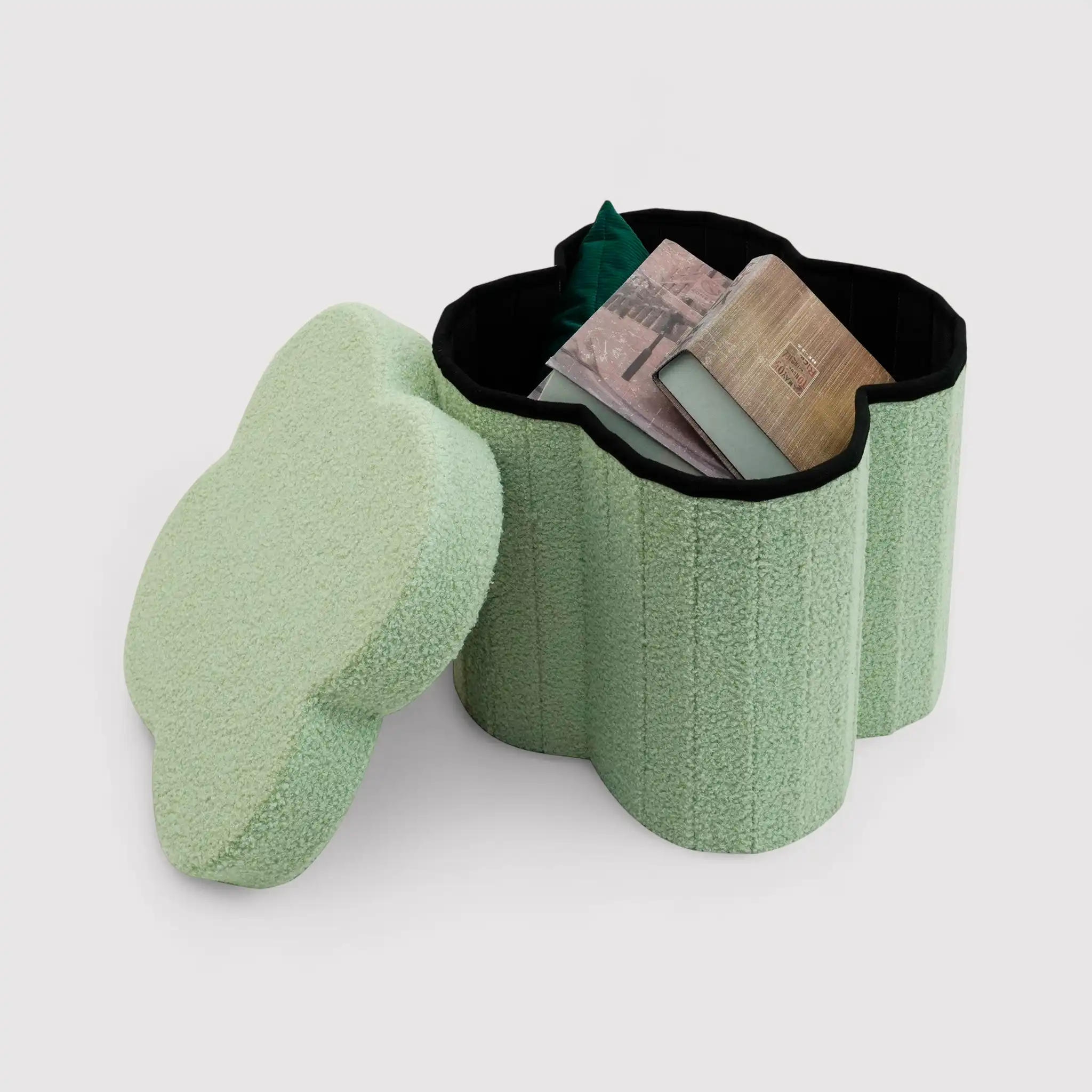 Carob - Pouf pieghevole contenitore verde a tema nuvola - Image 4