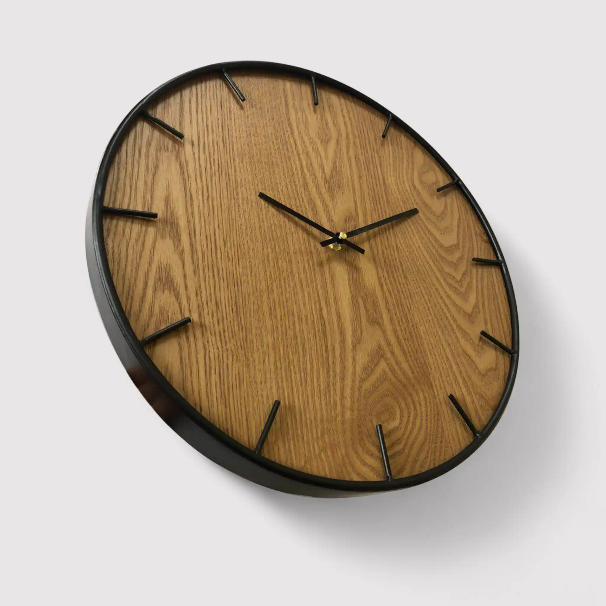 Castano - Orologio da parete moderno nero e color legno - Image 3