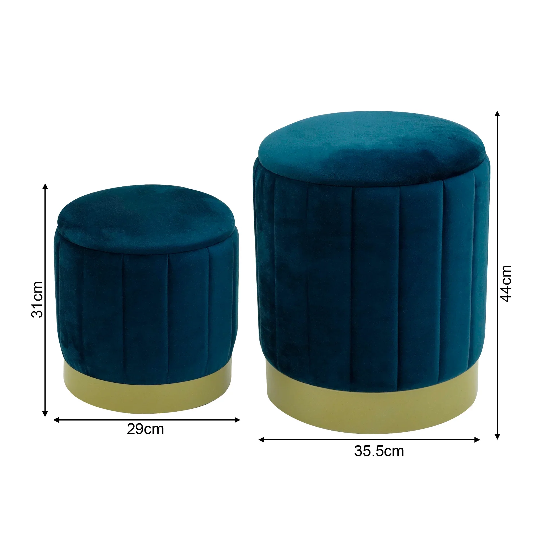 Cedrela - Set di 2 pouf poggiapiedi blu petrolio con contenitore - Image 9