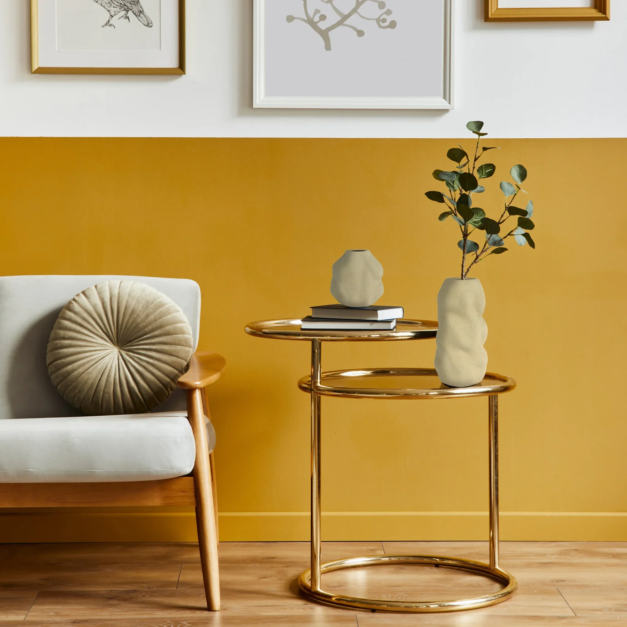Centaurea - Vaso design da decorazione in gres beige sabbia - Image 2