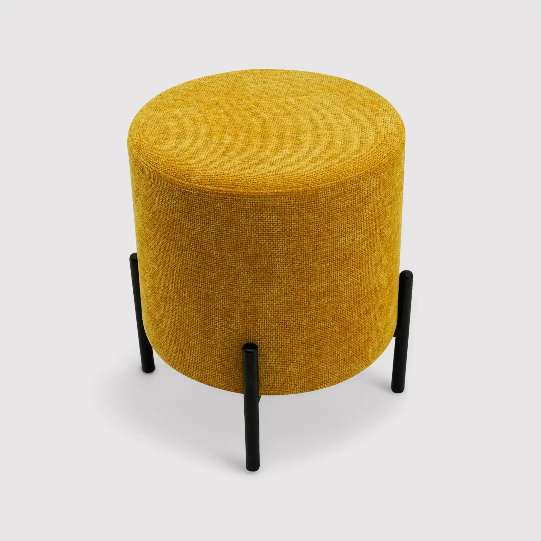Cerro - Pouf sgabello giallo senape con piedi in acciaio - Image 3