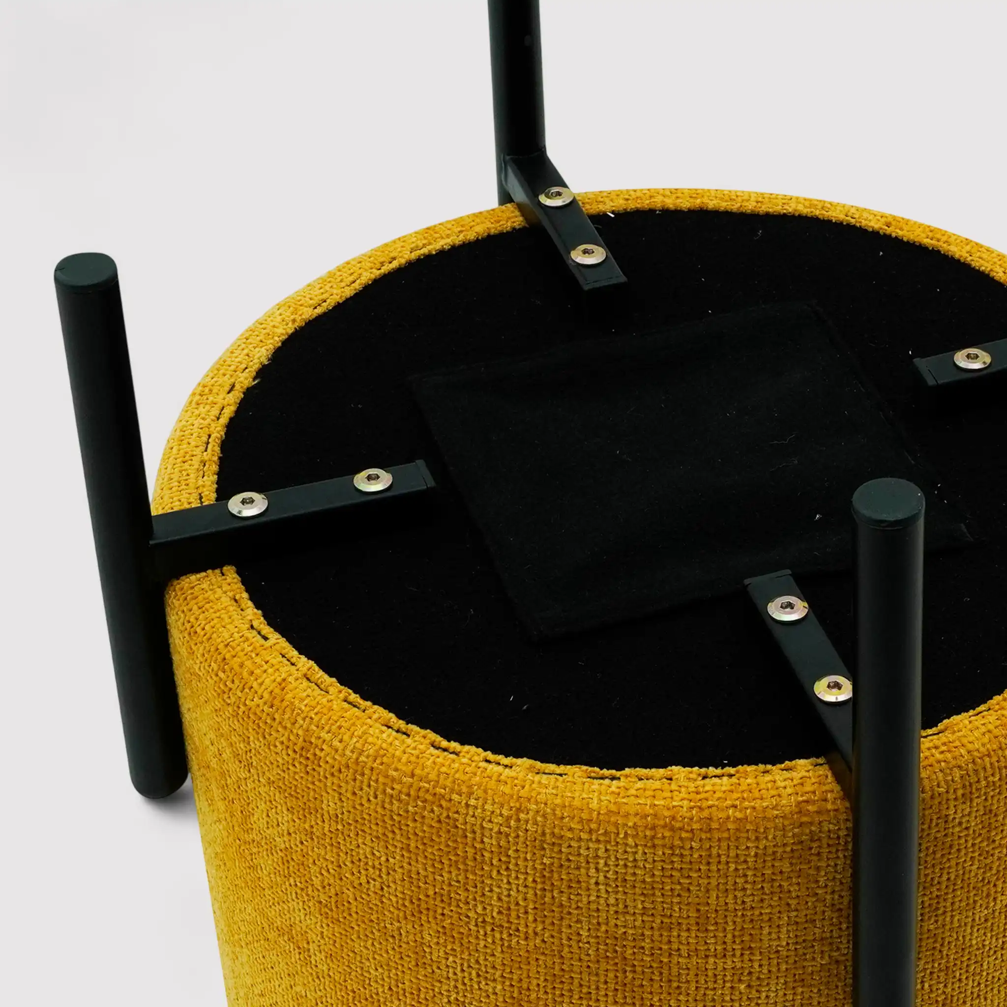 Cerro - Pouf sgabello giallo senape con piedi in acciaio - Image 7