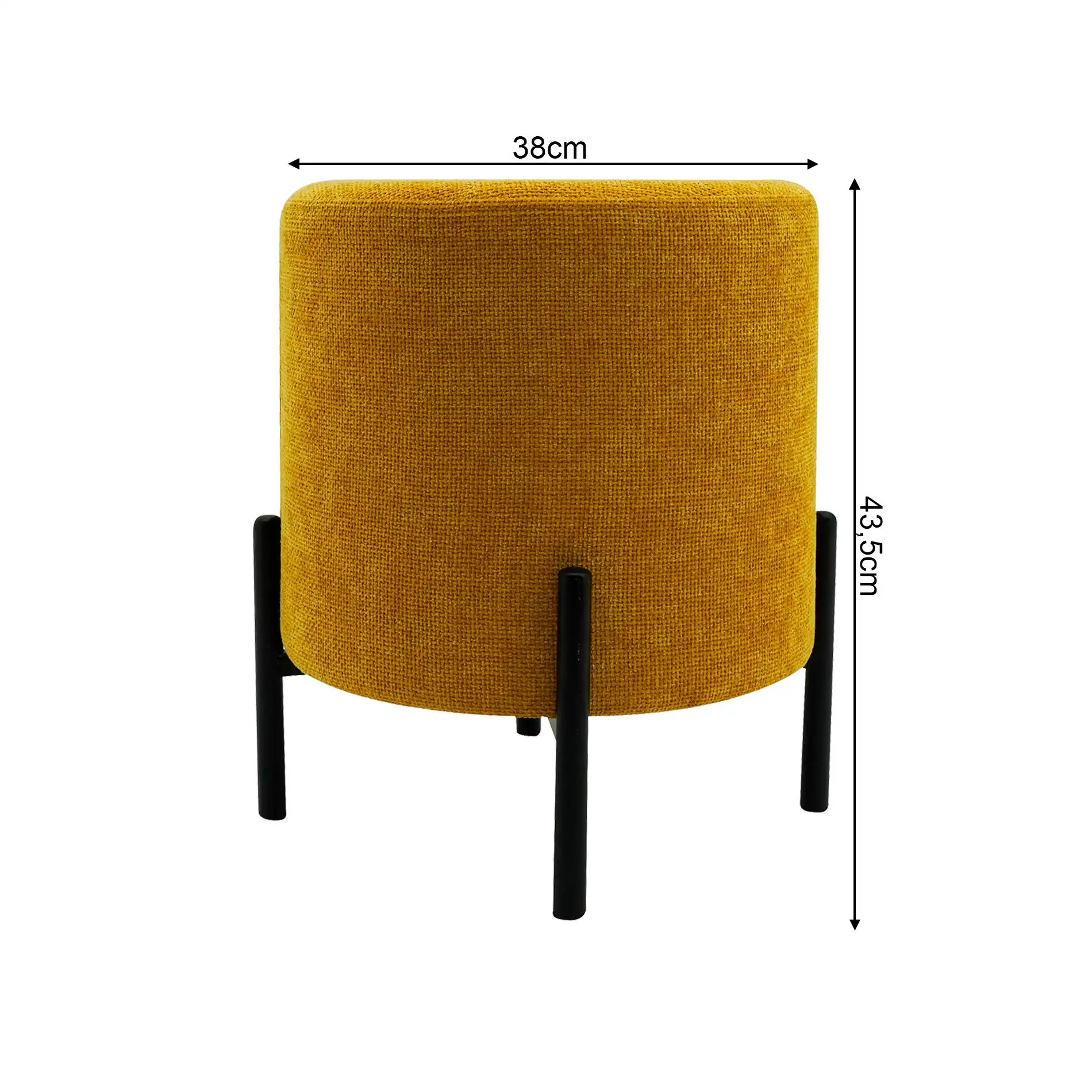 Cerro - Pouf sgabello giallo senape con piedi in acciaio - Image 8
