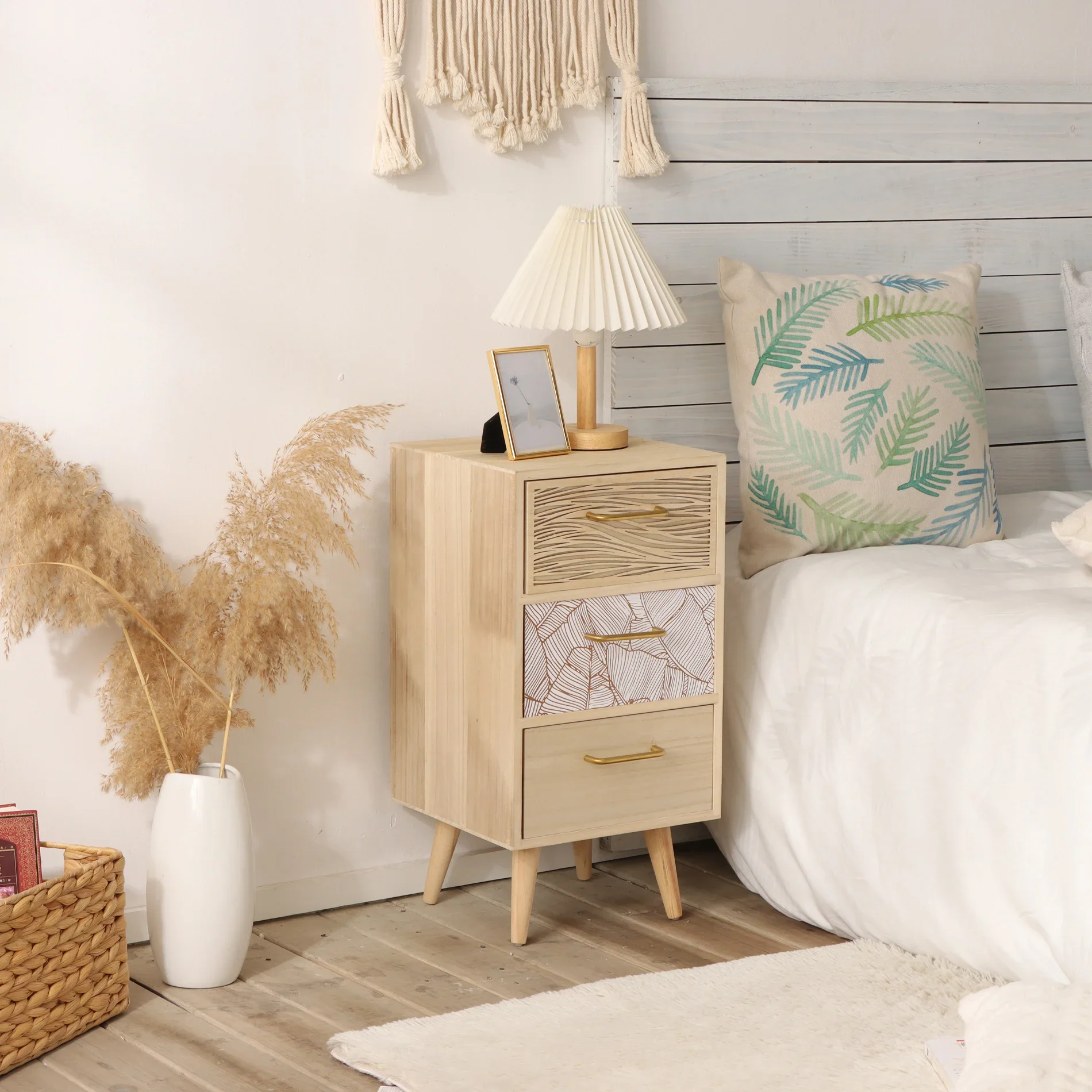 Chayote - Comodino in stile boho con 3 cassetti e piedini - Image 2
