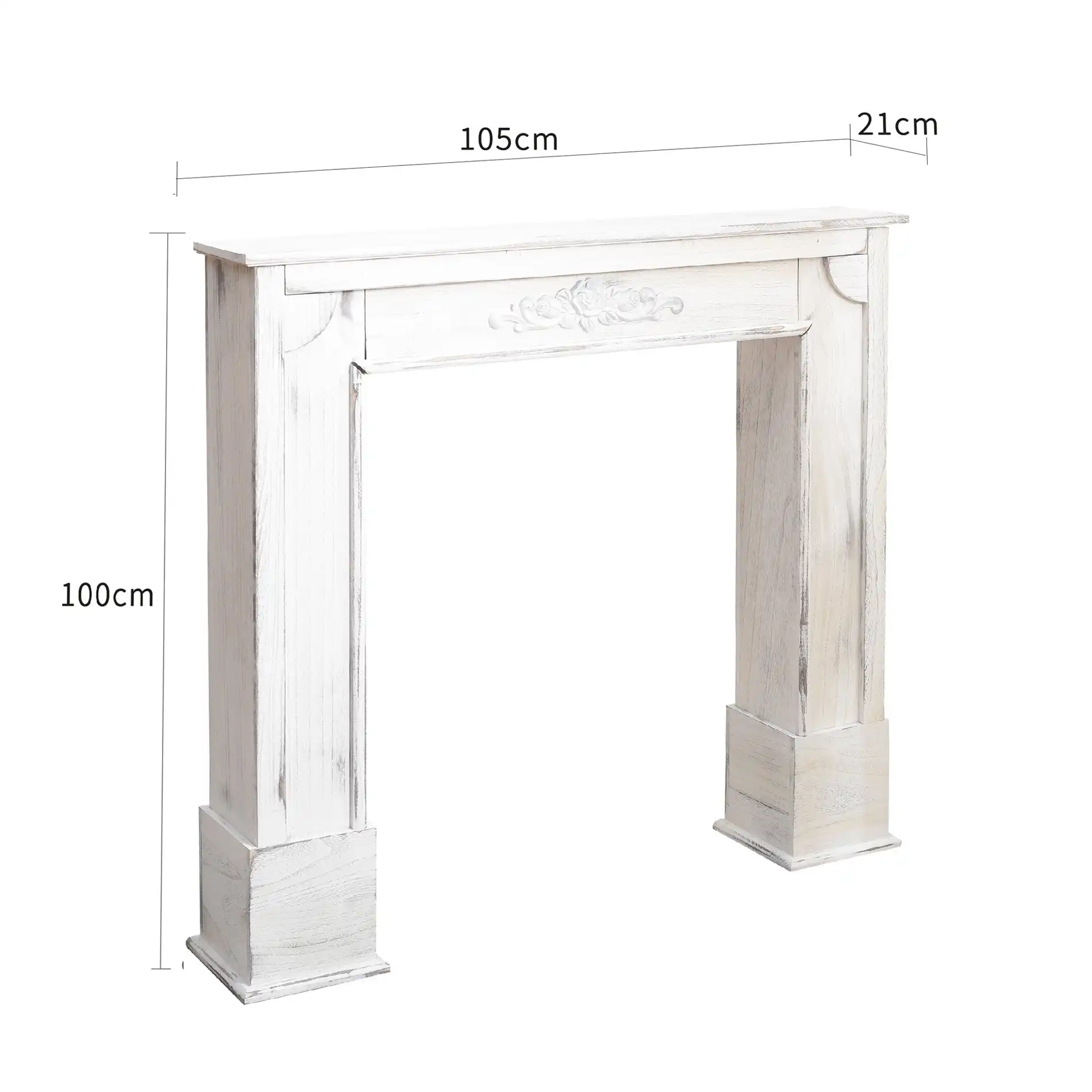 Citiso - Cornice camino shabby in legno bianco da salotto - Image 4