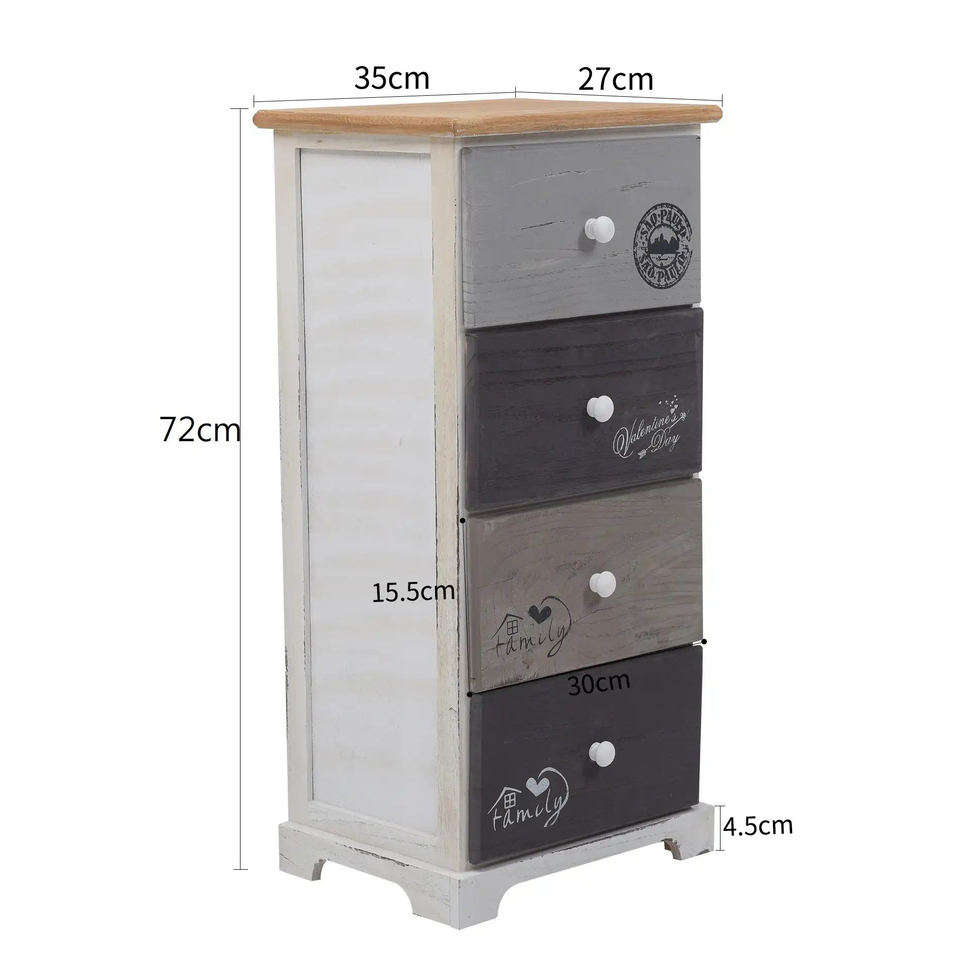 Cladonia - Cassettiera in stile shabby con 4 cassetti decorati - Image 4