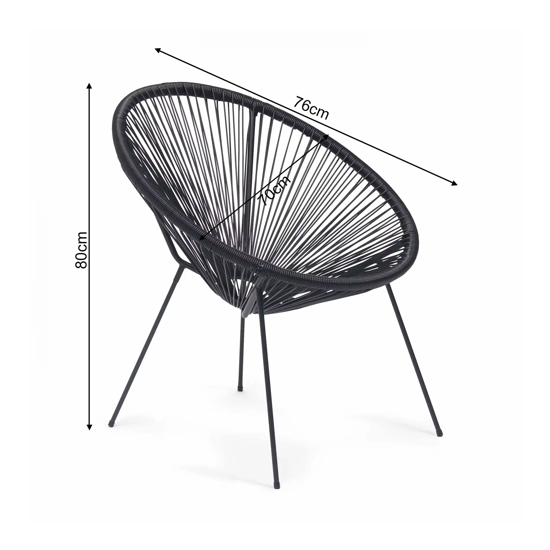 Clianto - Poltrona da giardino nera con schienale a corda - Image 9