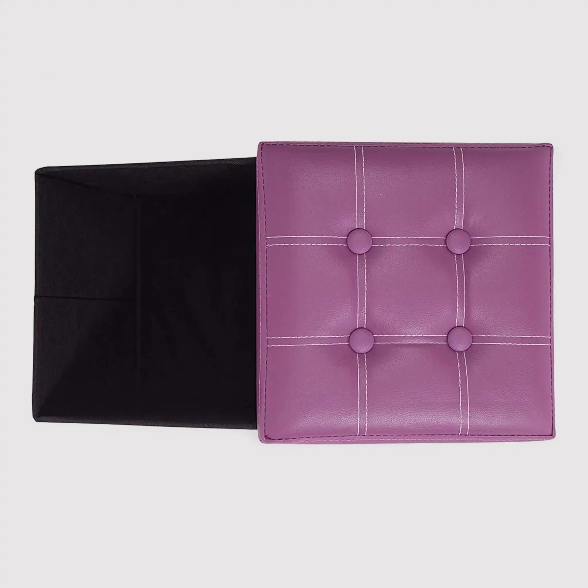 Croco - Pouf viola contenitore a cubo in stile etnico - Image 3