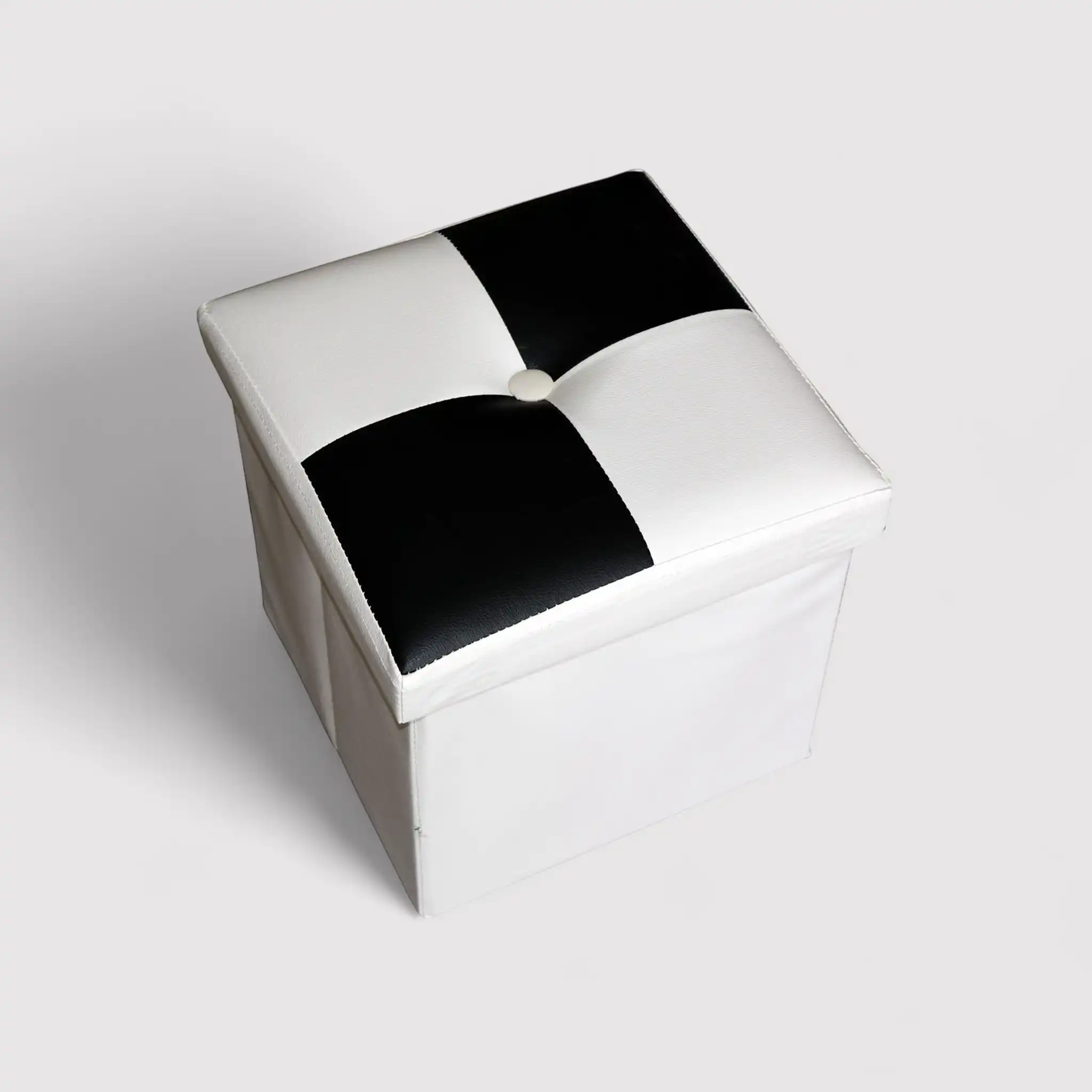 Cydonia - Pouf contenitore a cubo bianco e nero moderno - Image 3
