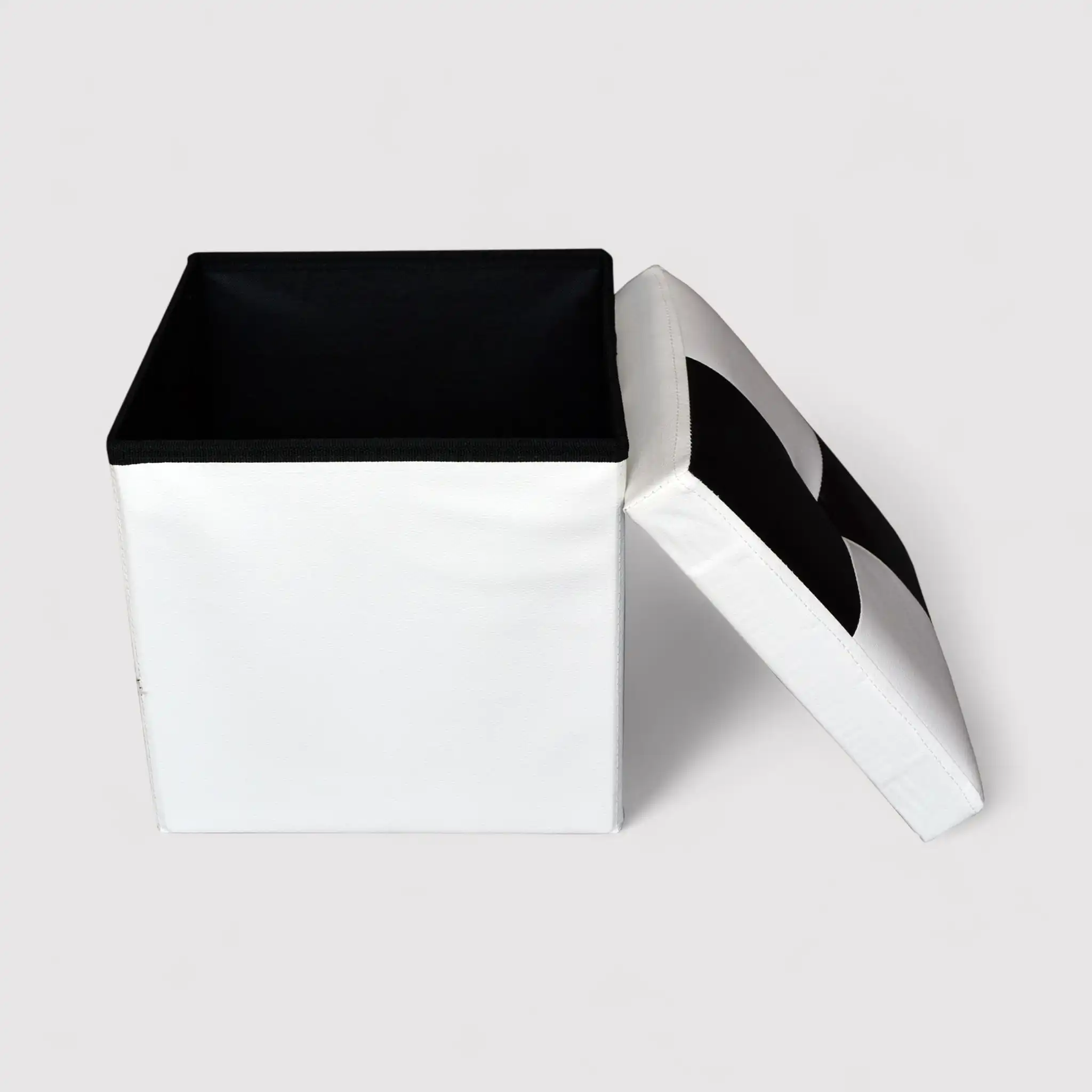 Cydonia - Pouf contenitore a cubo bianco e nero moderno - Image 4