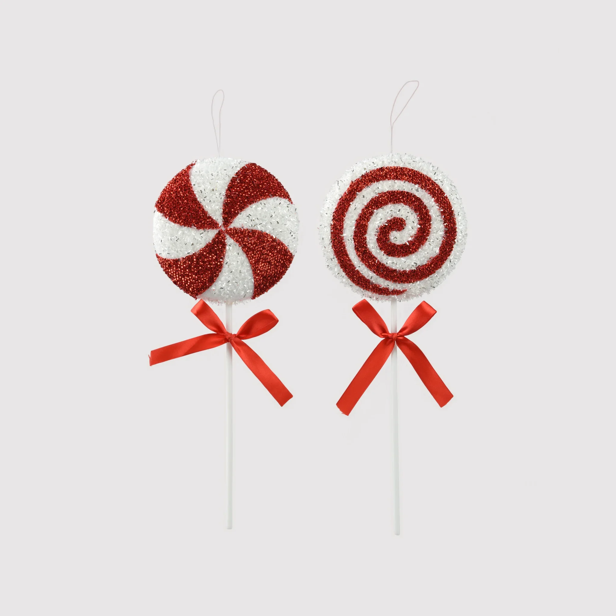 Dafte - 2 addobbi bianco e rosso per albero di Natale (2 pezzi)