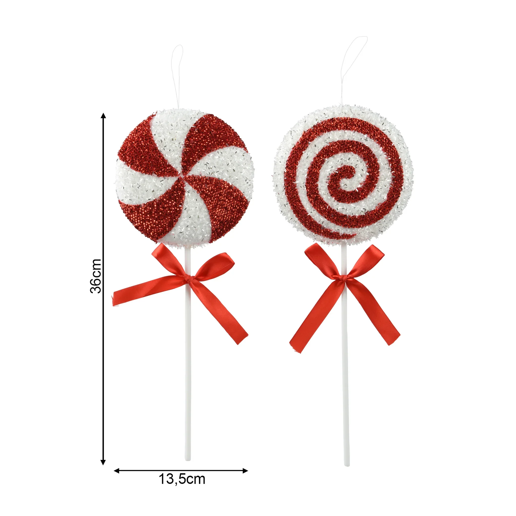 Dafte - 2 addobbi bianco e rosso per albero di Natale (2 pezzi) - Image 5