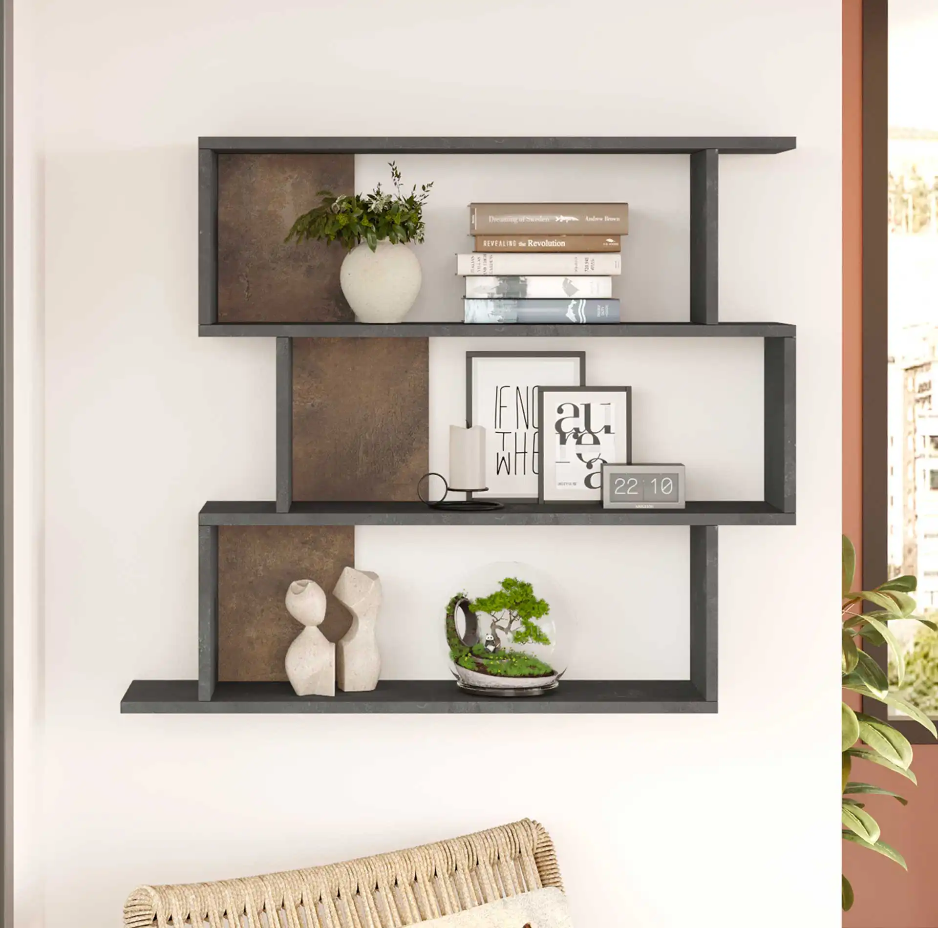 Dalrae - Scaffale pensile con 3 vani in stile moderno - Image 2