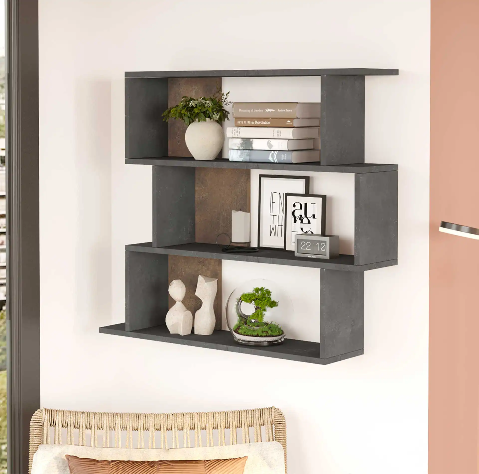 Dalrae - Scaffale pensile con 3 vani in stile moderno - Image 3
