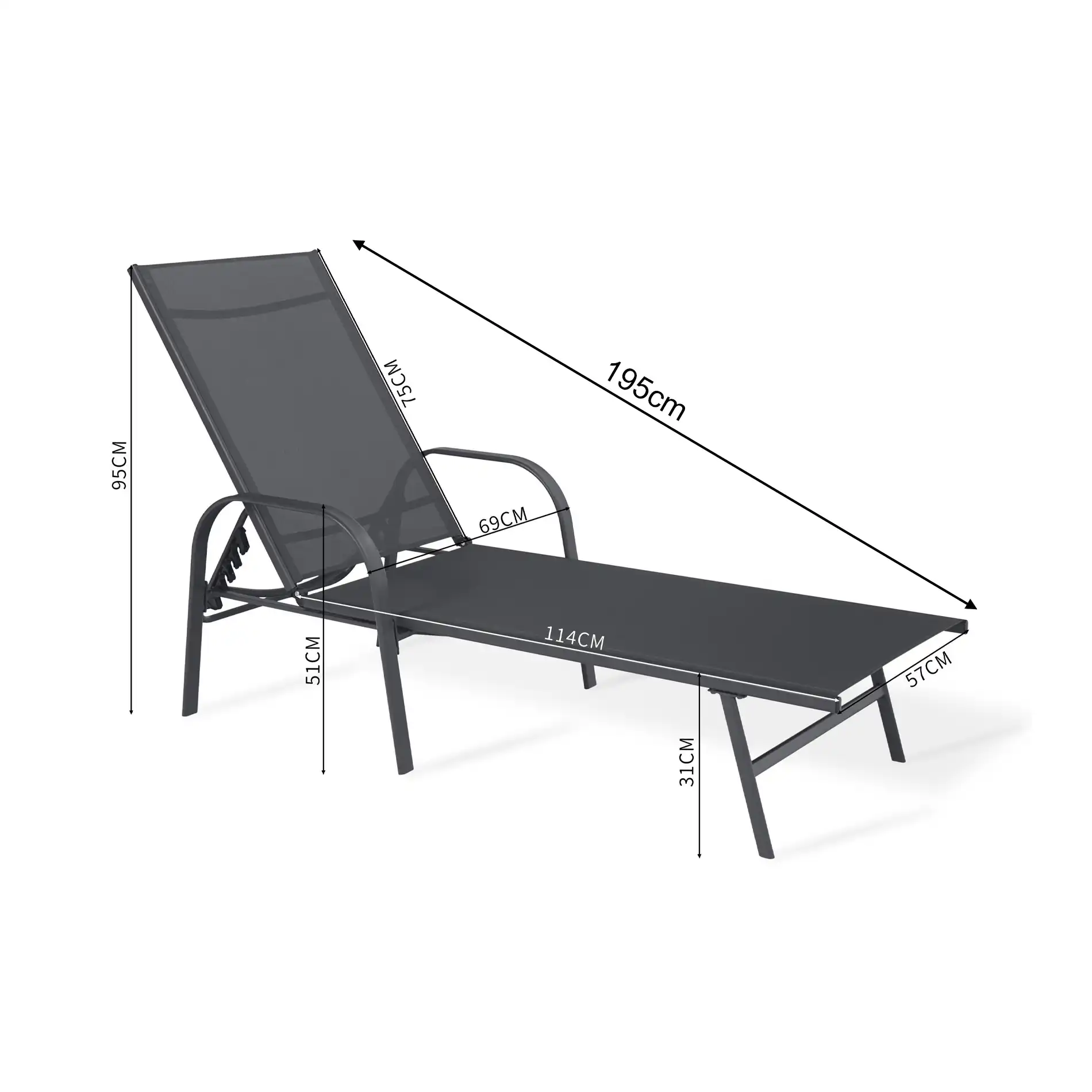 Darkin - Lettino prendisole grigio in stile moderno - Image 7