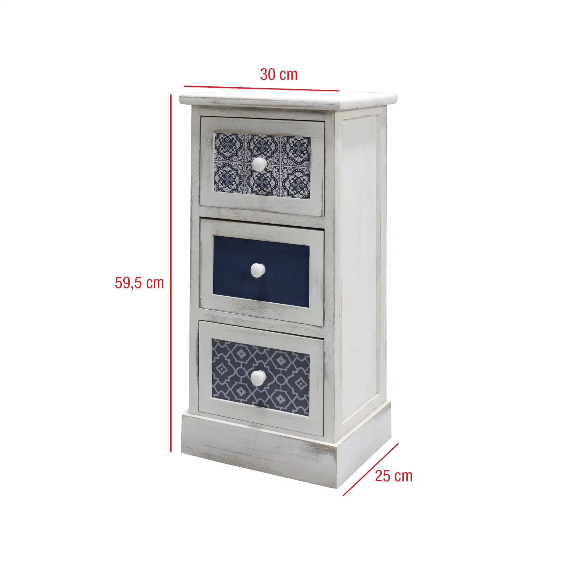 Delfinio - Comodino in stile mediterraneo con 3 cassetti - Image 4