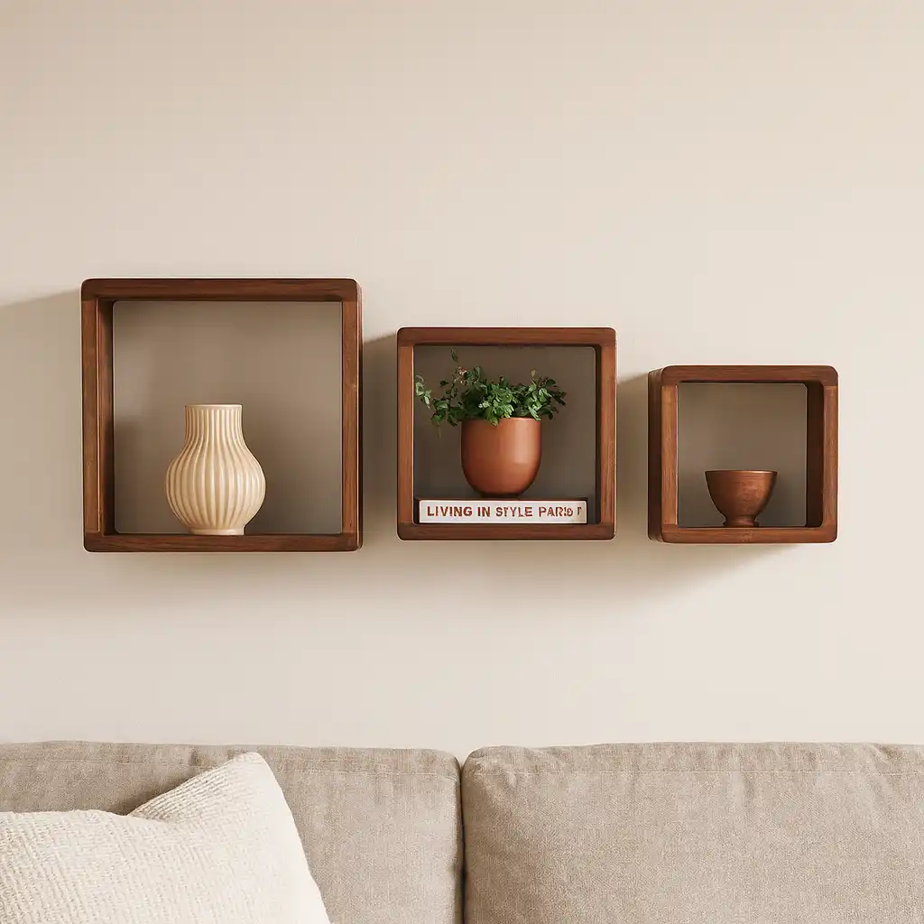 Dicentra - Set di 3 mensole quadrate design in legno - Image 2