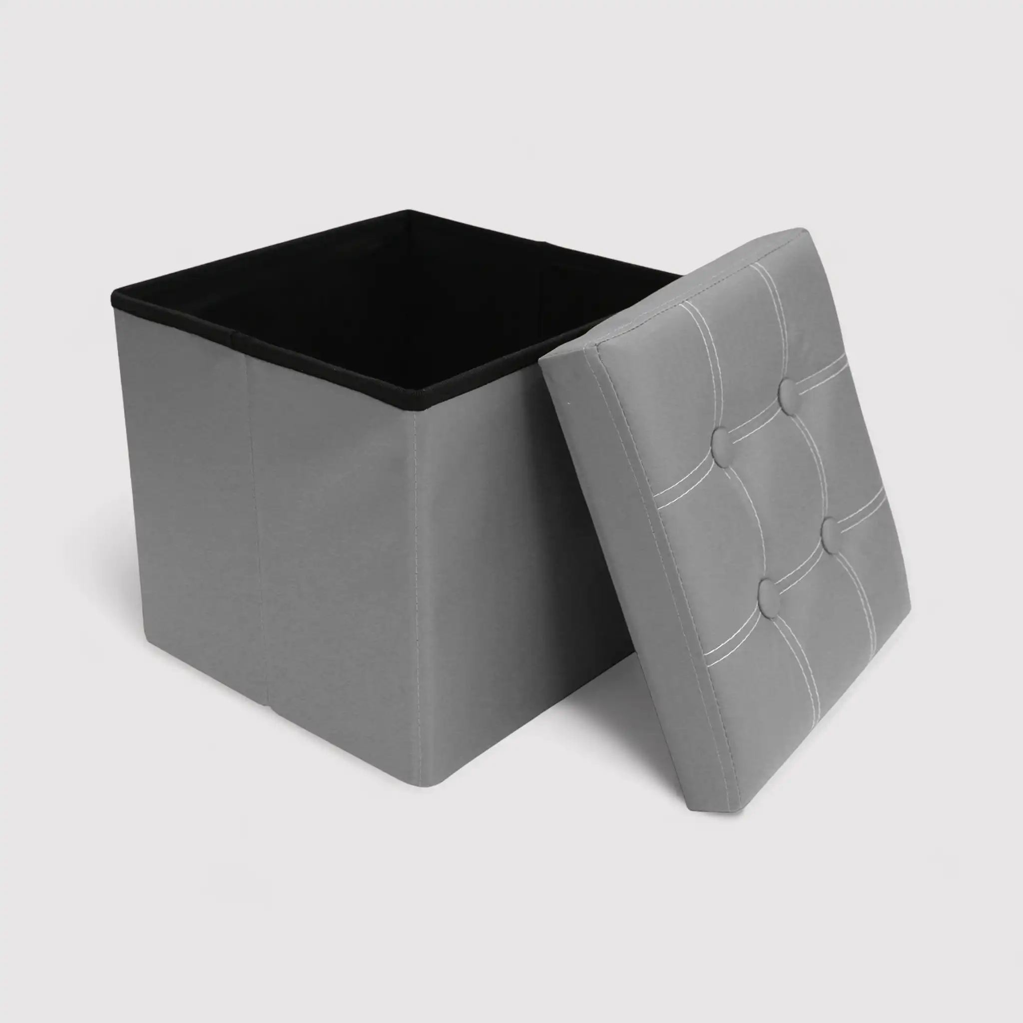 Echeveria - Pouf grigio contenitore grigio moderno a cubo - Image 3