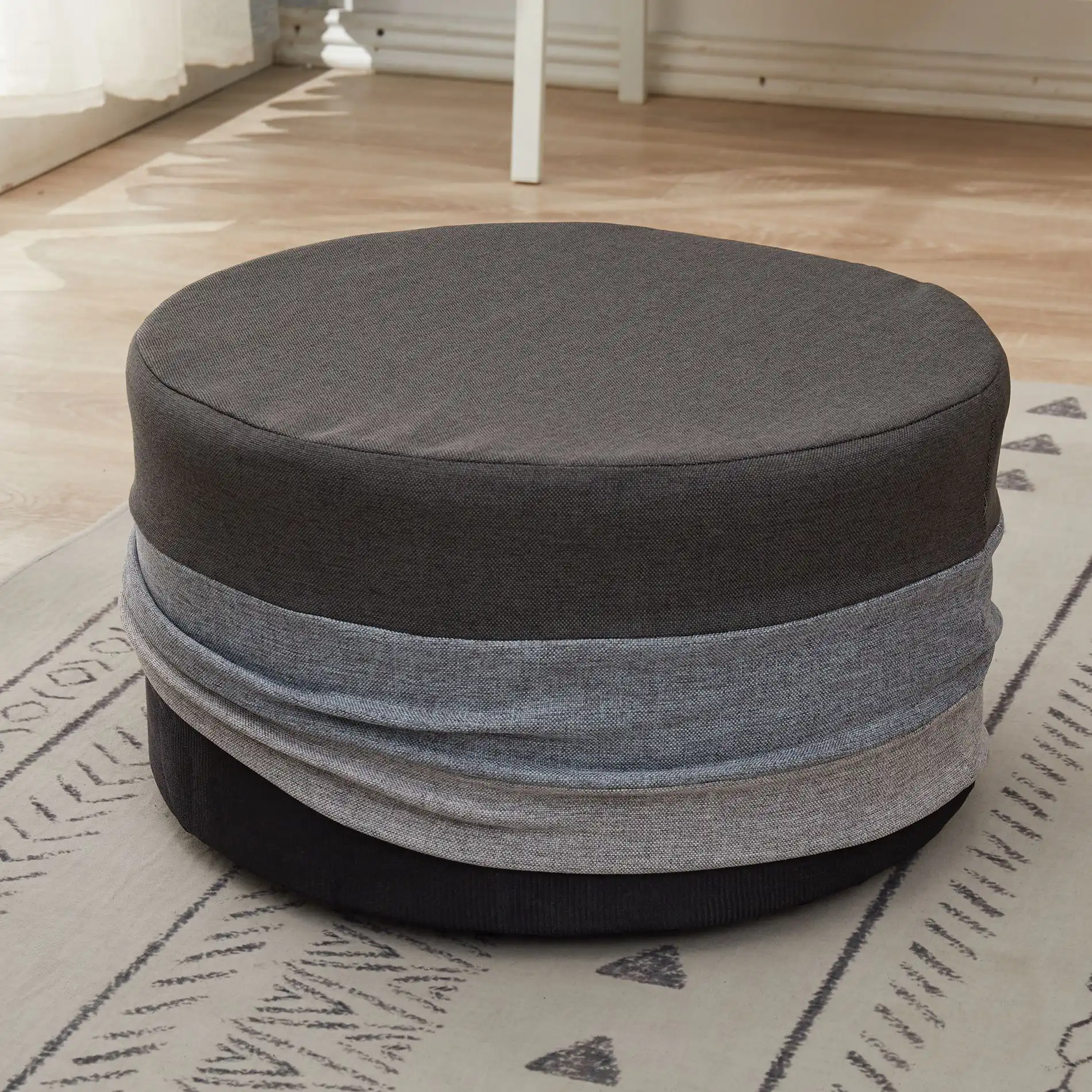 Ensete - Pouf poggiapiedi imbottito a righe da salotto - Image 5