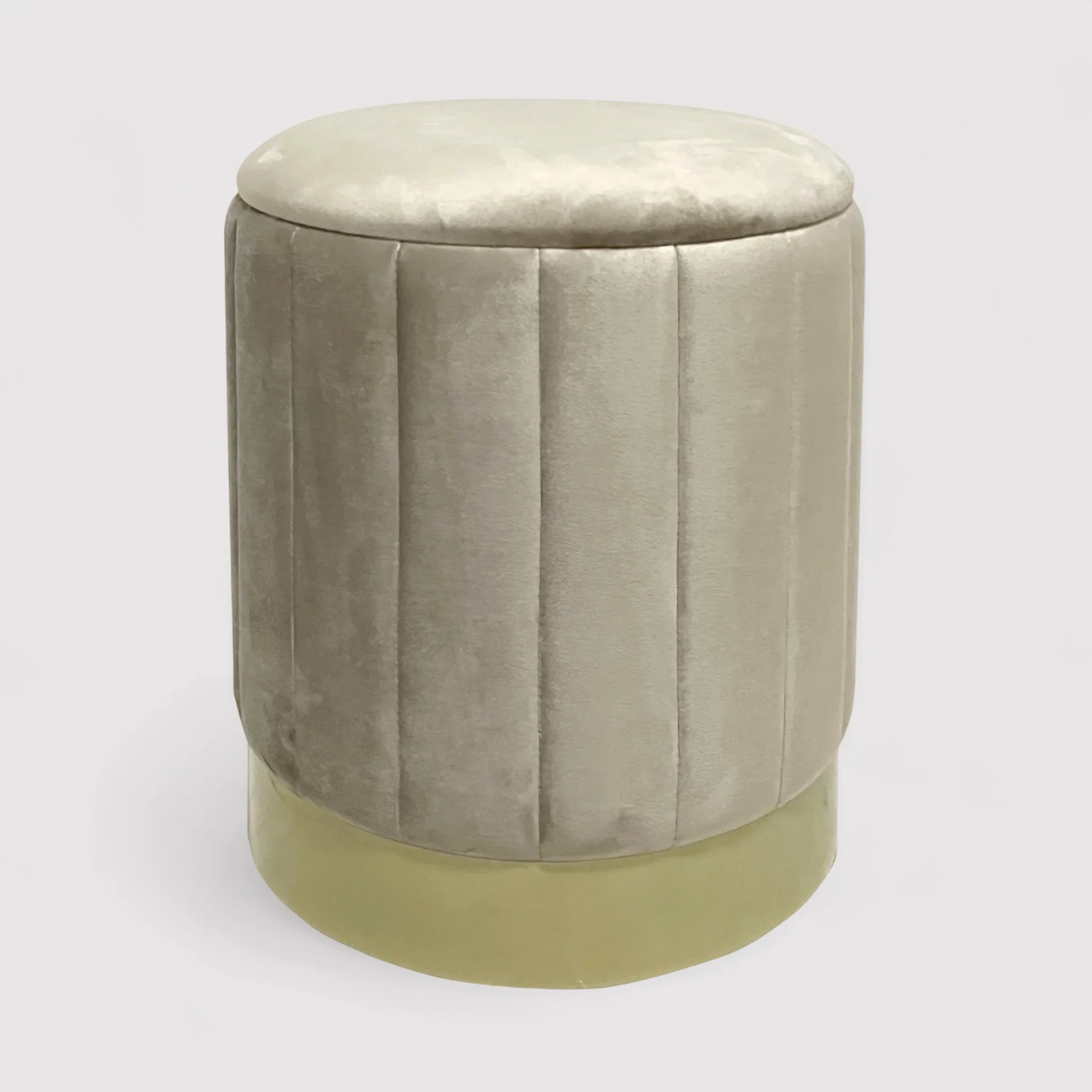 Entelea - Set di 2 pouf beige in velluto con contenitore - Image 3