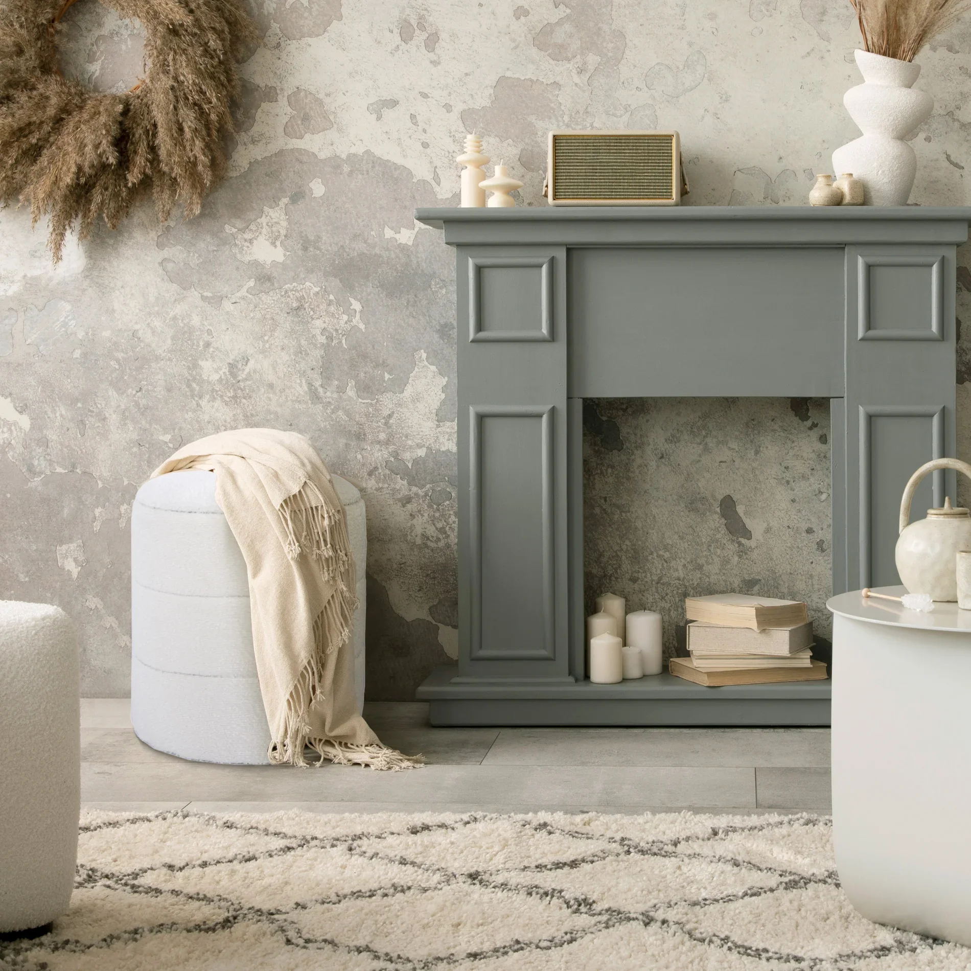 Enula - Pouf bianco rotondo con contenitore - Image 2