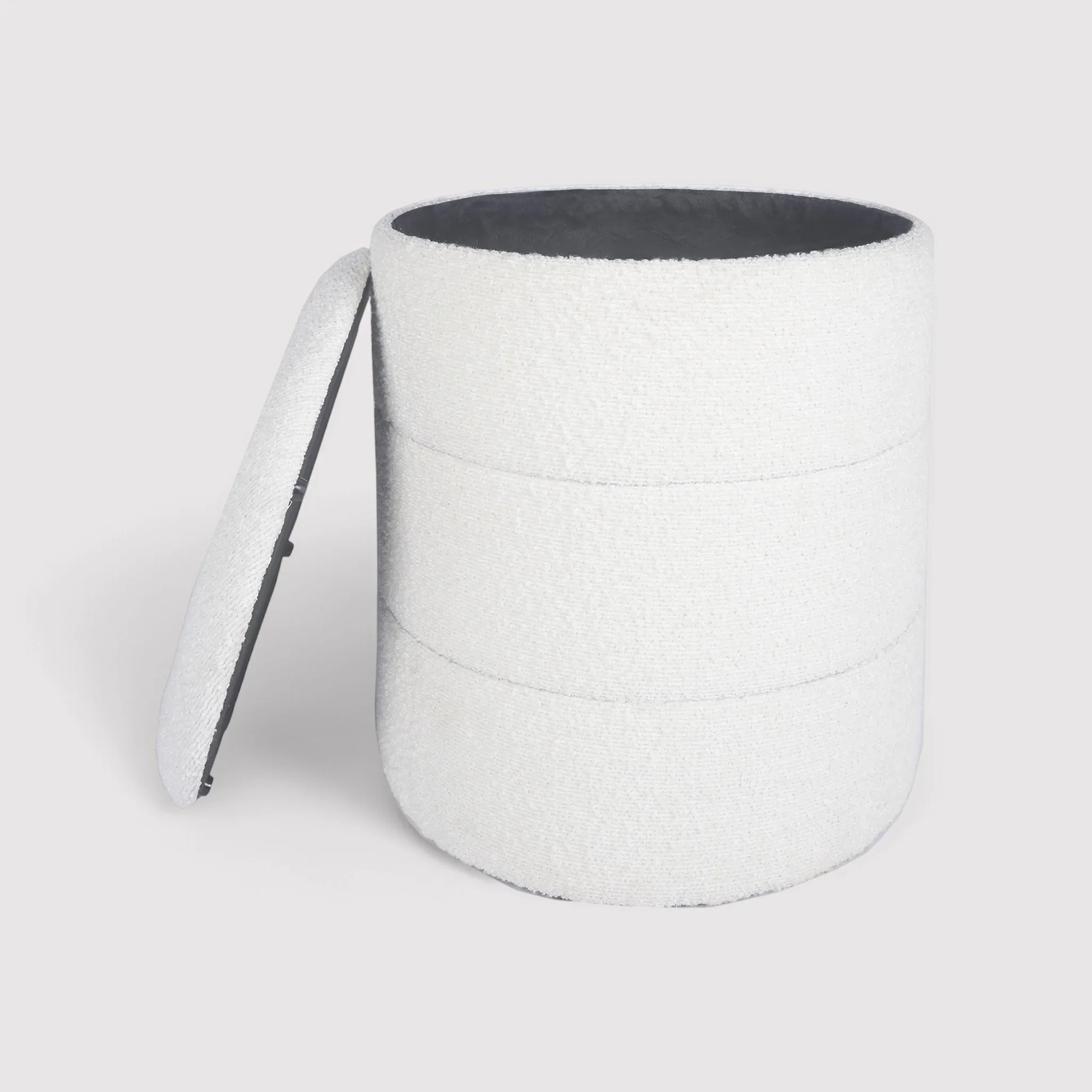 Enula - Pouf bianco rotondo con contenitore - Image 4