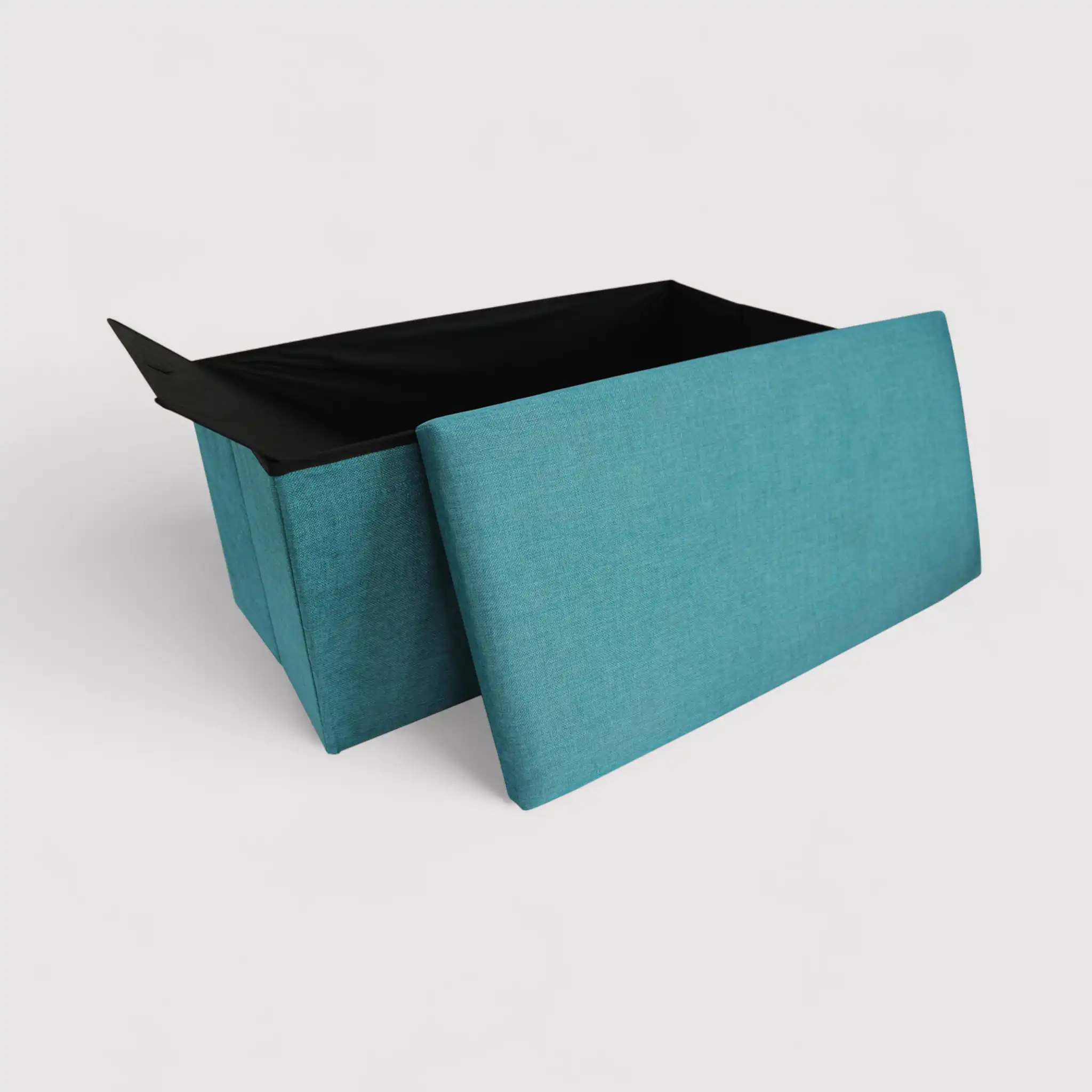 Eringio - Pouf portaoggetti rettangolare azzurro turchese - Image 3
