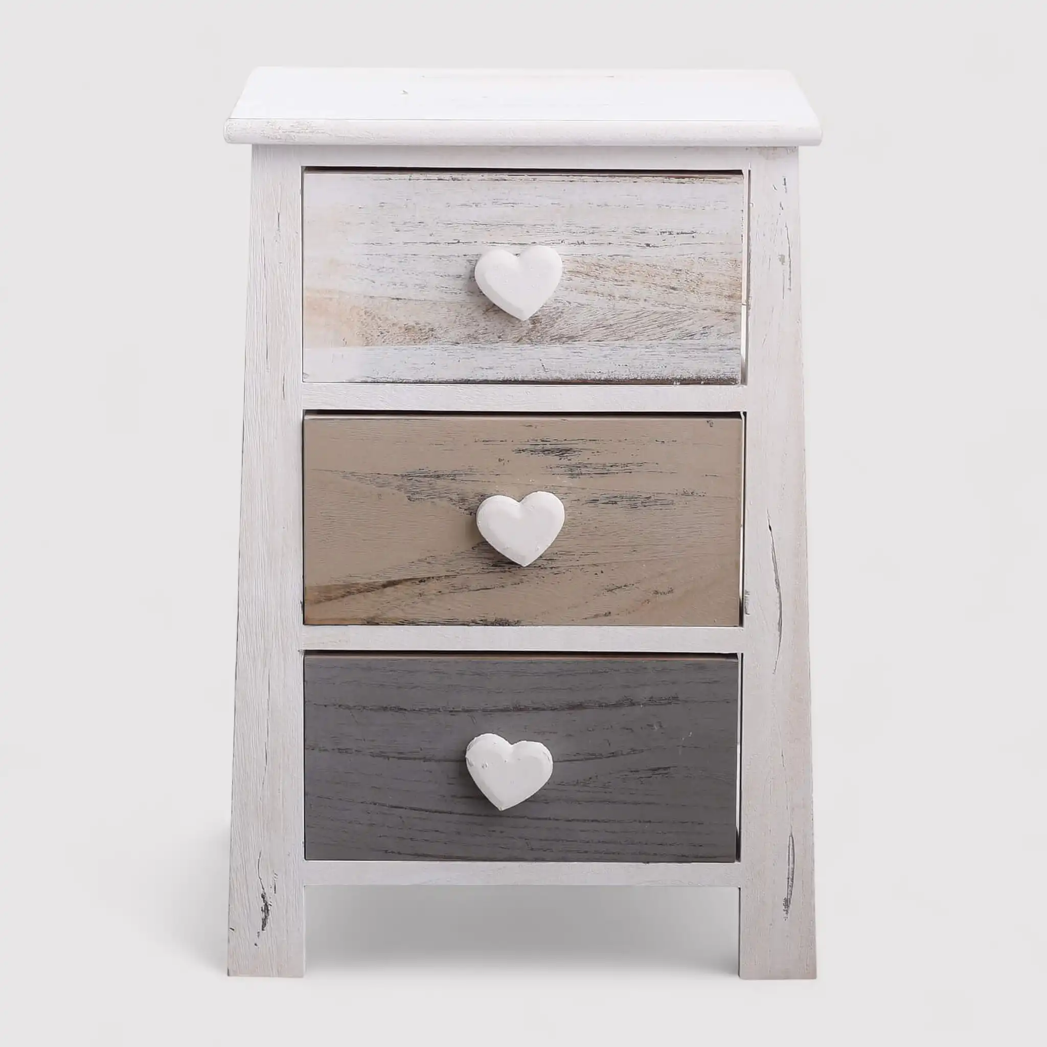 Eugenia - Comodino shabby chic con pomelli a cuore e 3 cassetti - Image 3