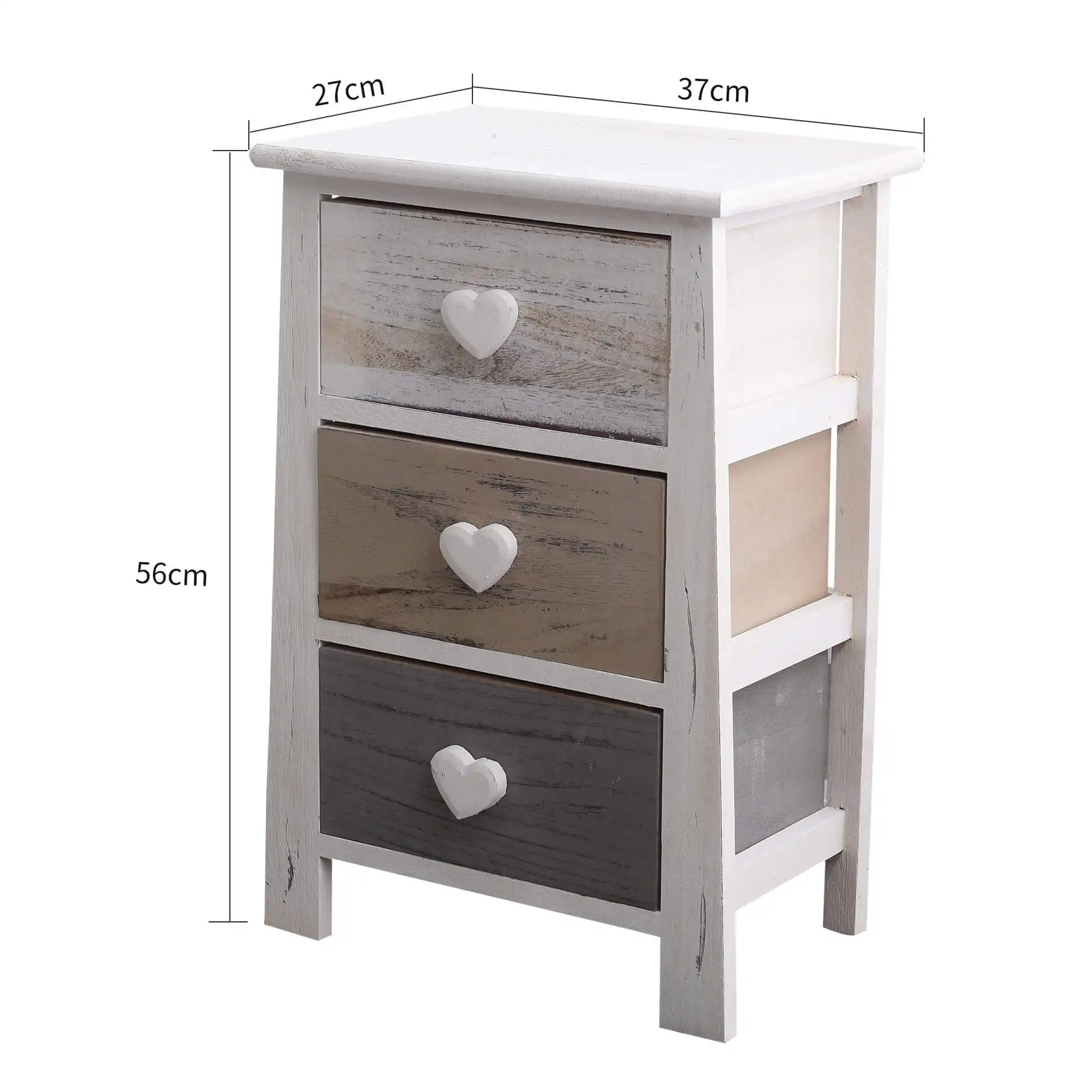 Eugenia - Comodino shabby chic con pomelli a cuore e 3 cassetti - Image 6