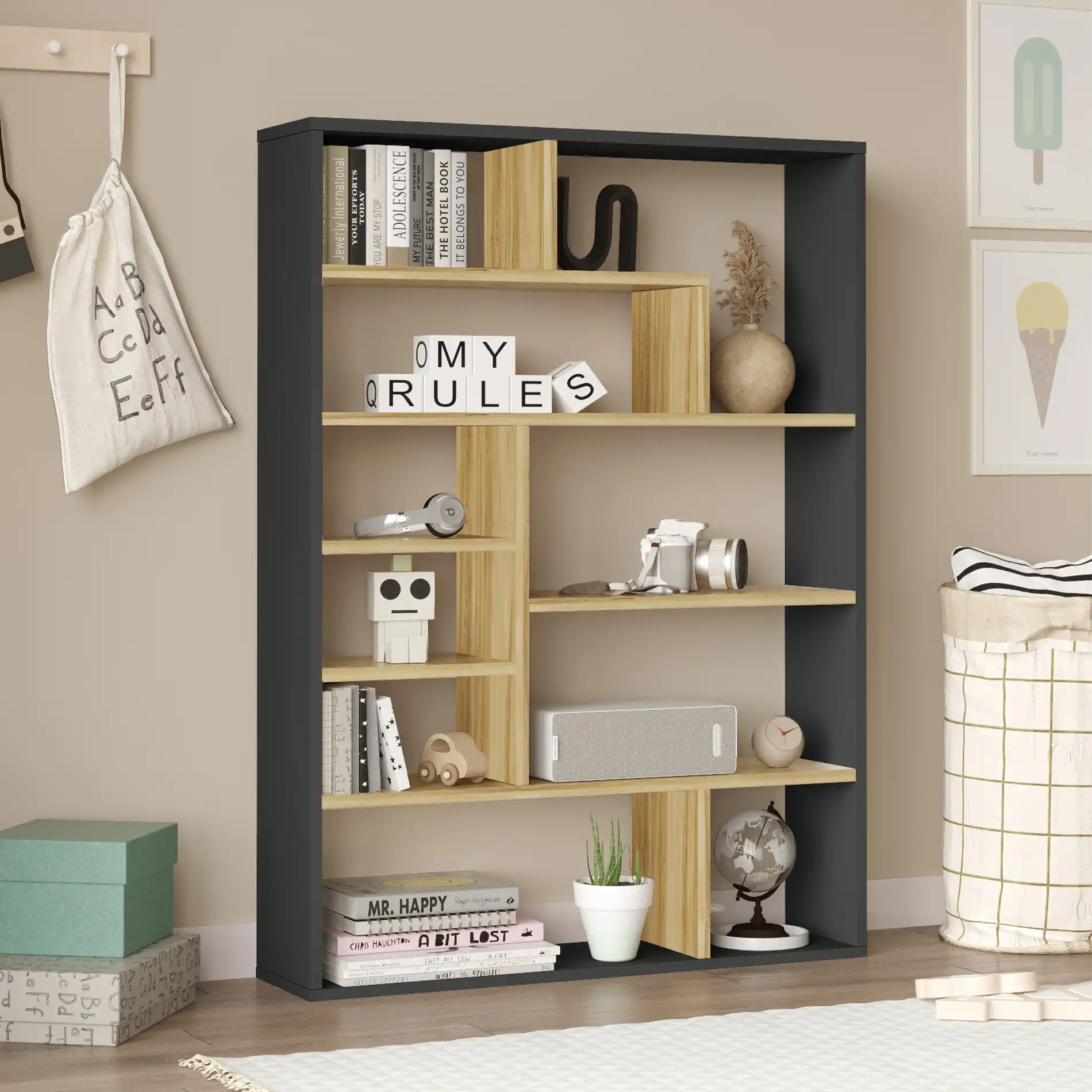 Farako - Libreria bassa moderna con 10 scomparti - Image 2