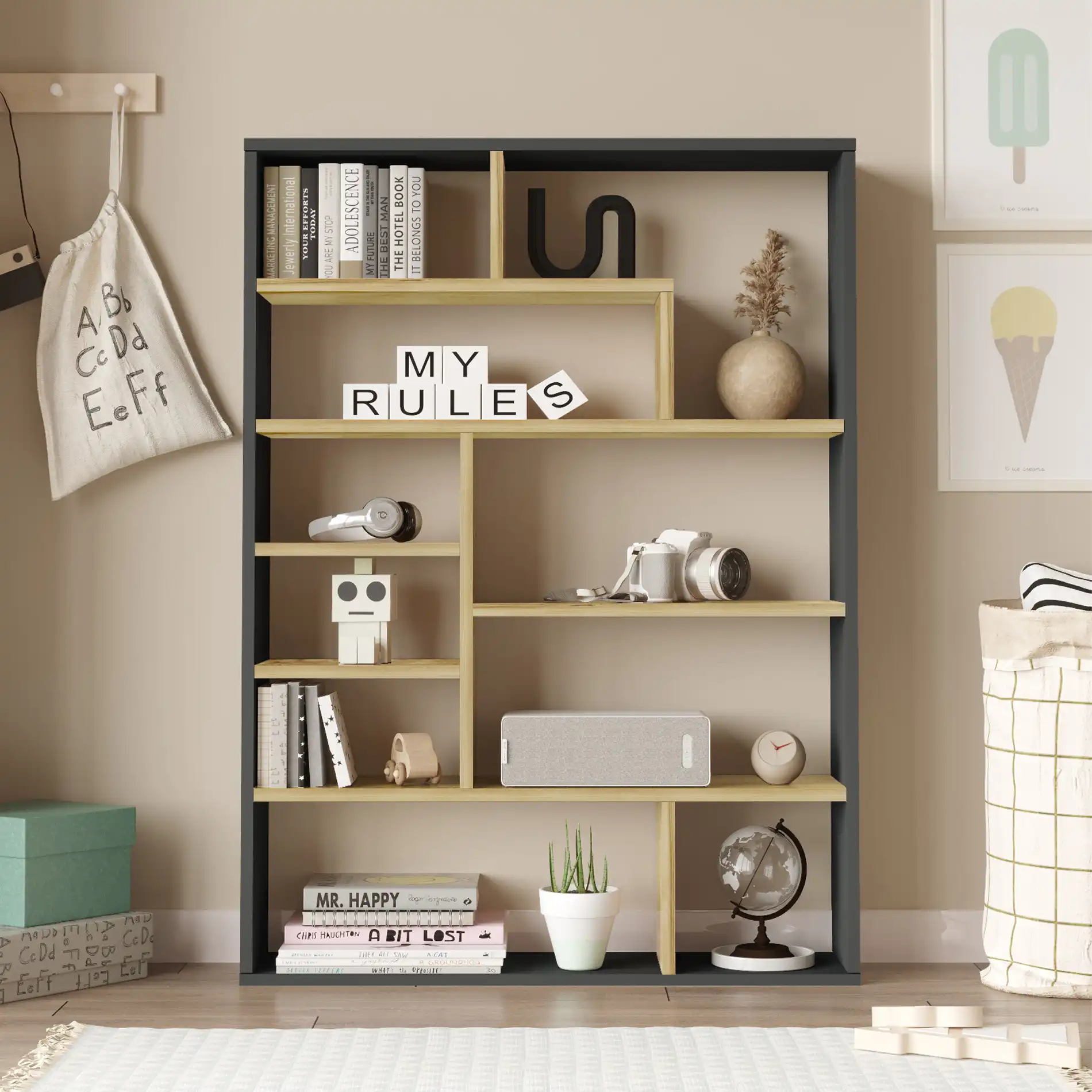 Farako - Libreria bassa moderna con 10 scomparti - Image 3