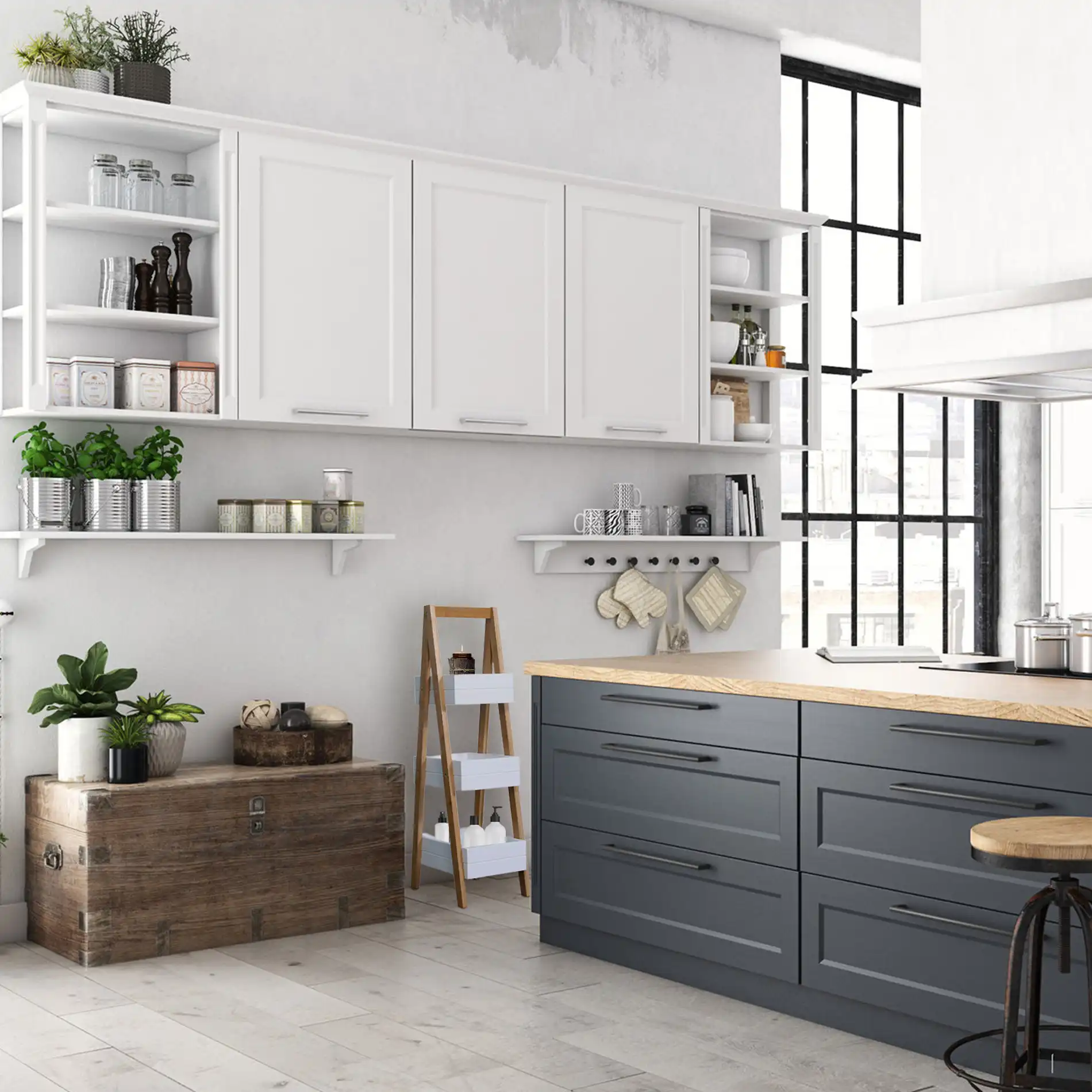 Fatsja - Scaletta portaoggetti con 3 ripiani per bagno o cucina - Image 3