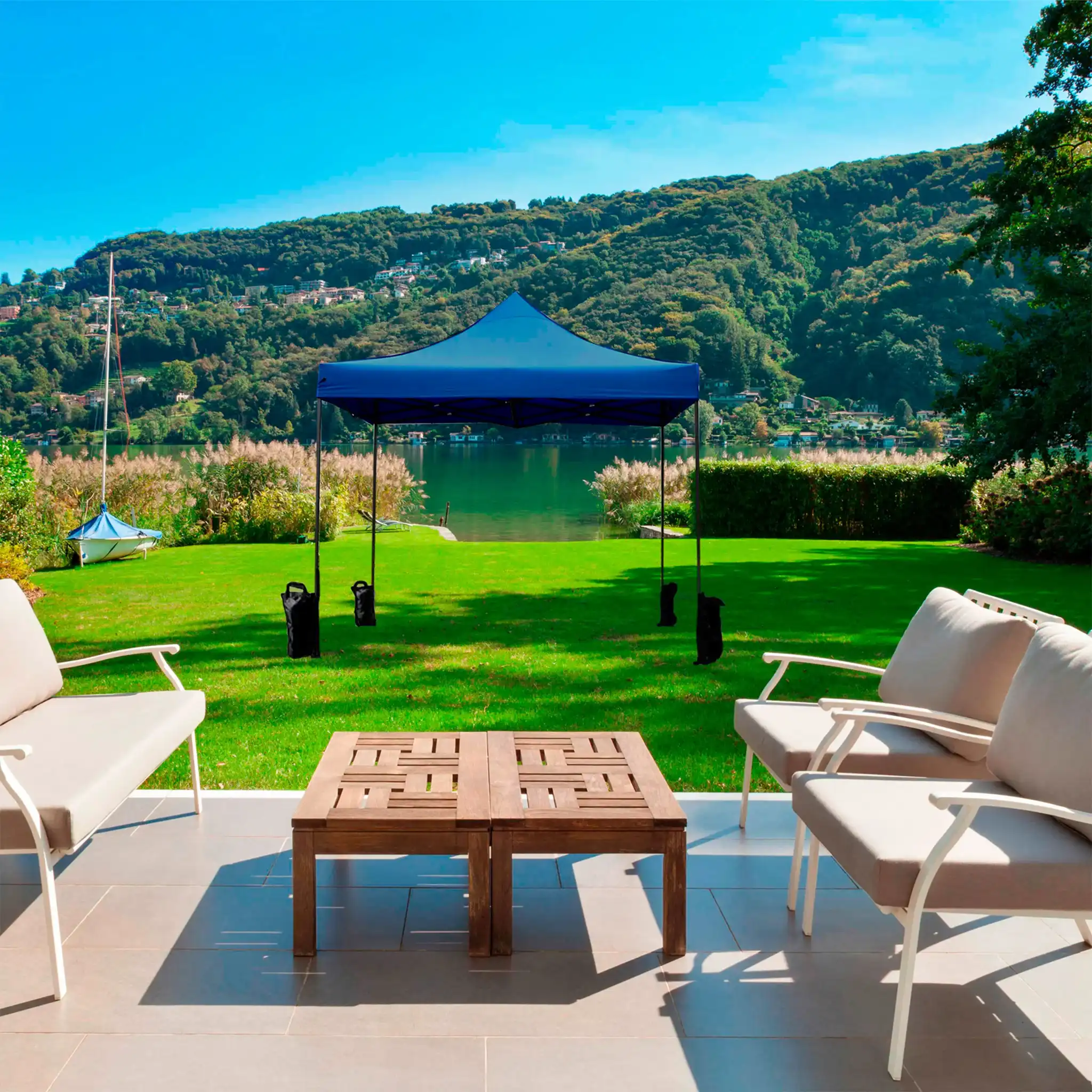 Ficus - Gazebo blu 3x3 con pesi per fiere ed eventi - Image 2